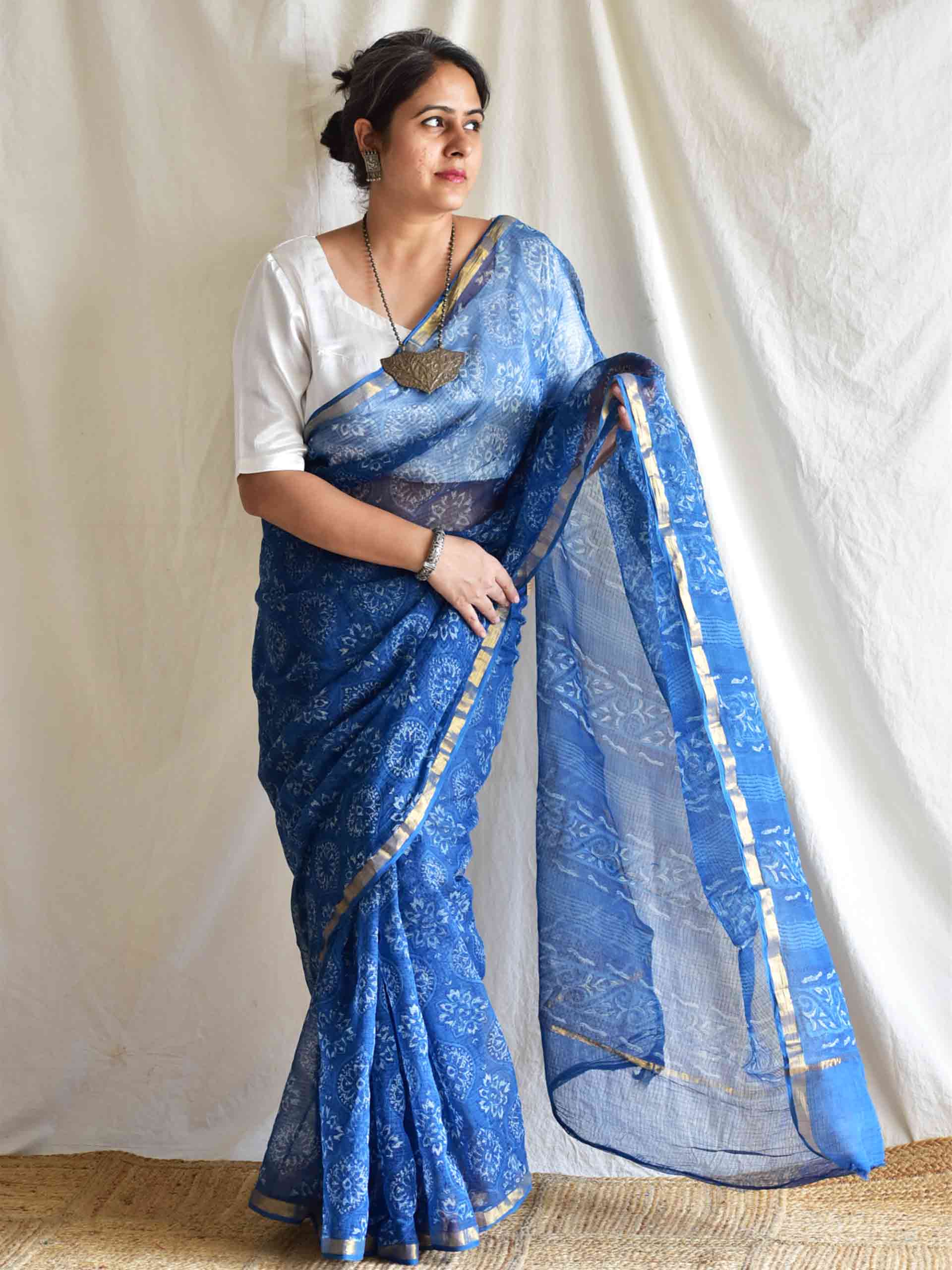 Bajrang - Ajrakh Kota Doria Saree