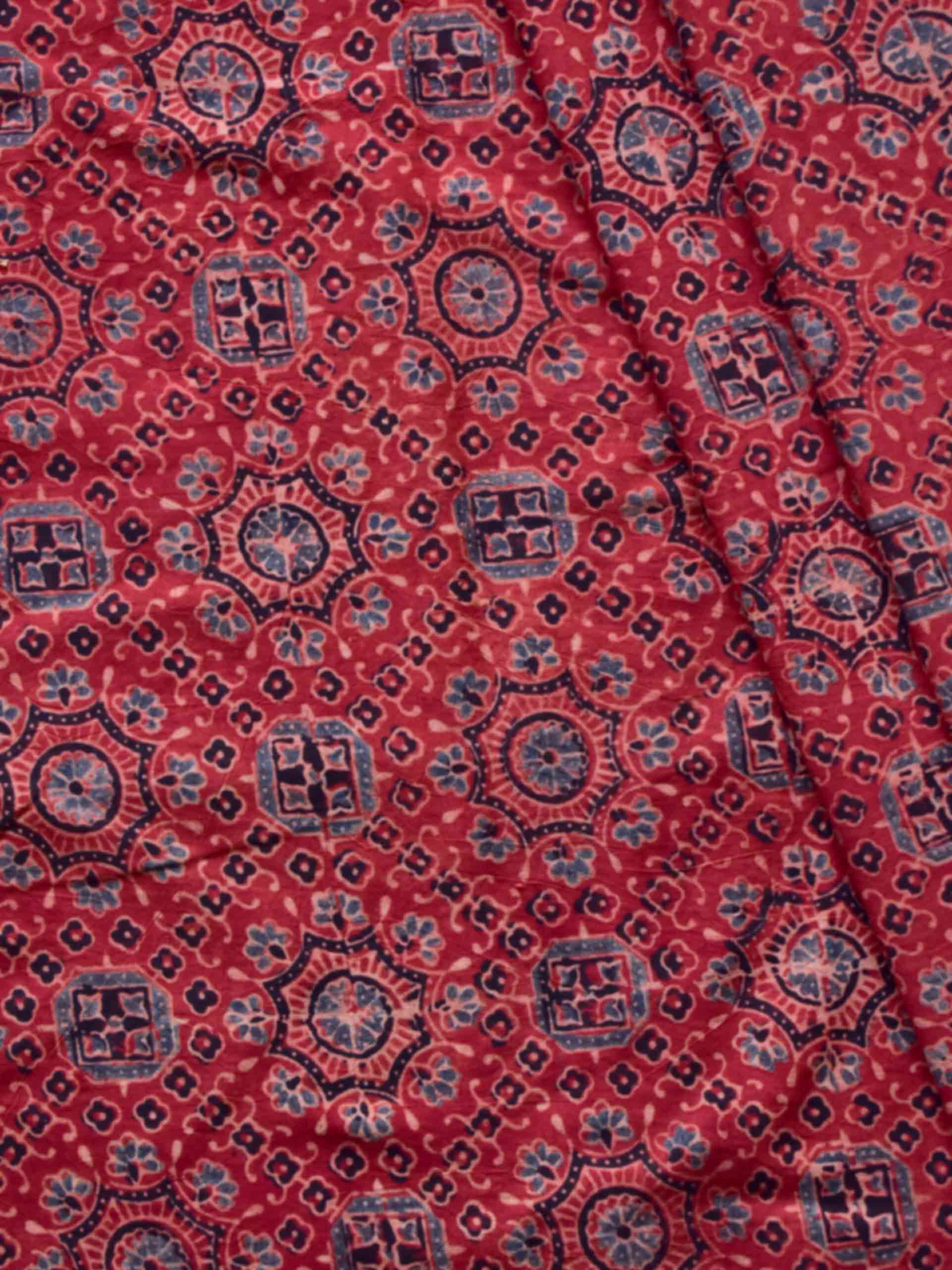 Umbrella -Ajrakh Hand block printed Cotton fabric 390 per meter