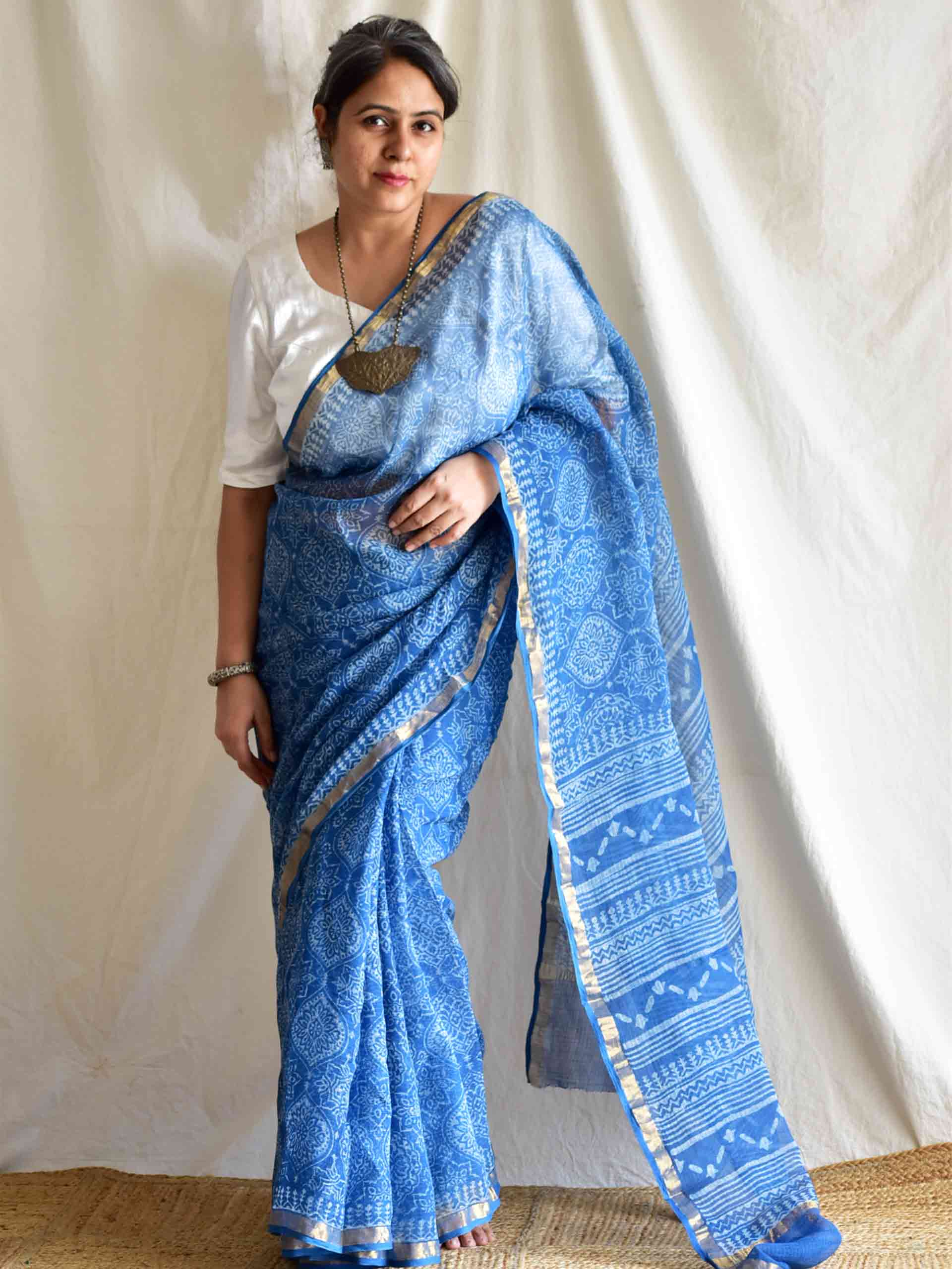 kaleere - Ajrakh Kota Doria Saree