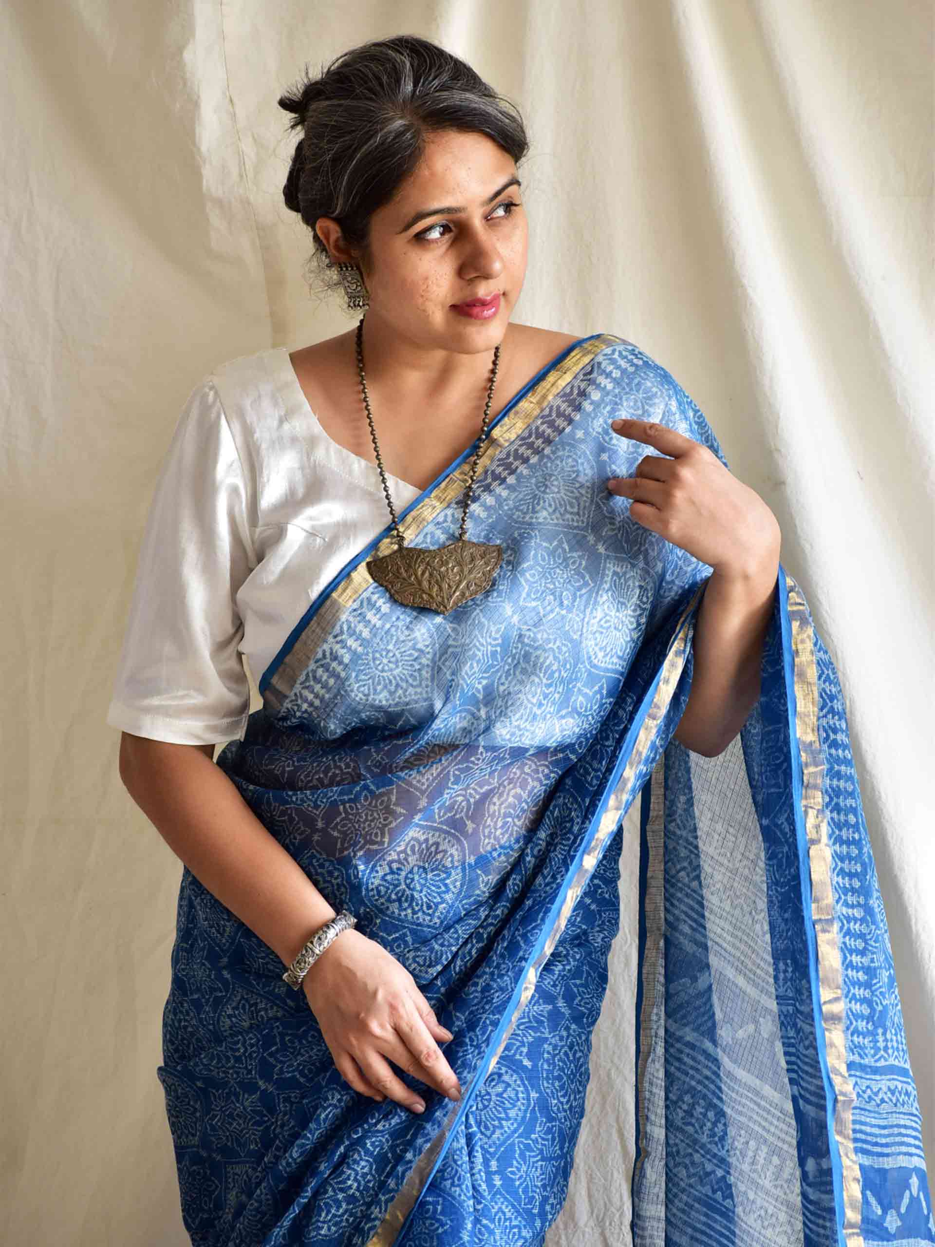 kaleere - Ajrakh Kota Doria Saree