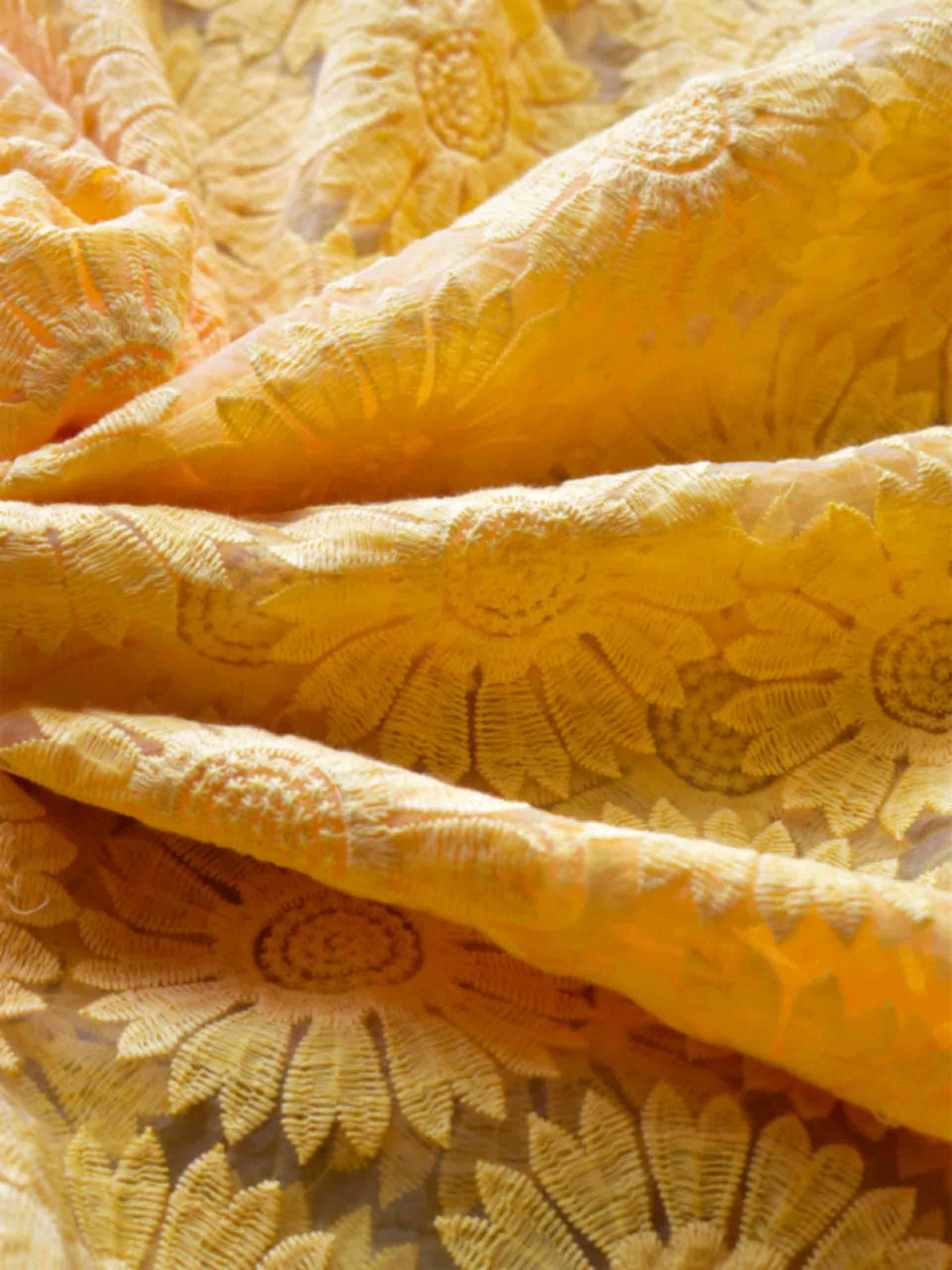 Sunflower - Organza embroidery fabric 150 per meter