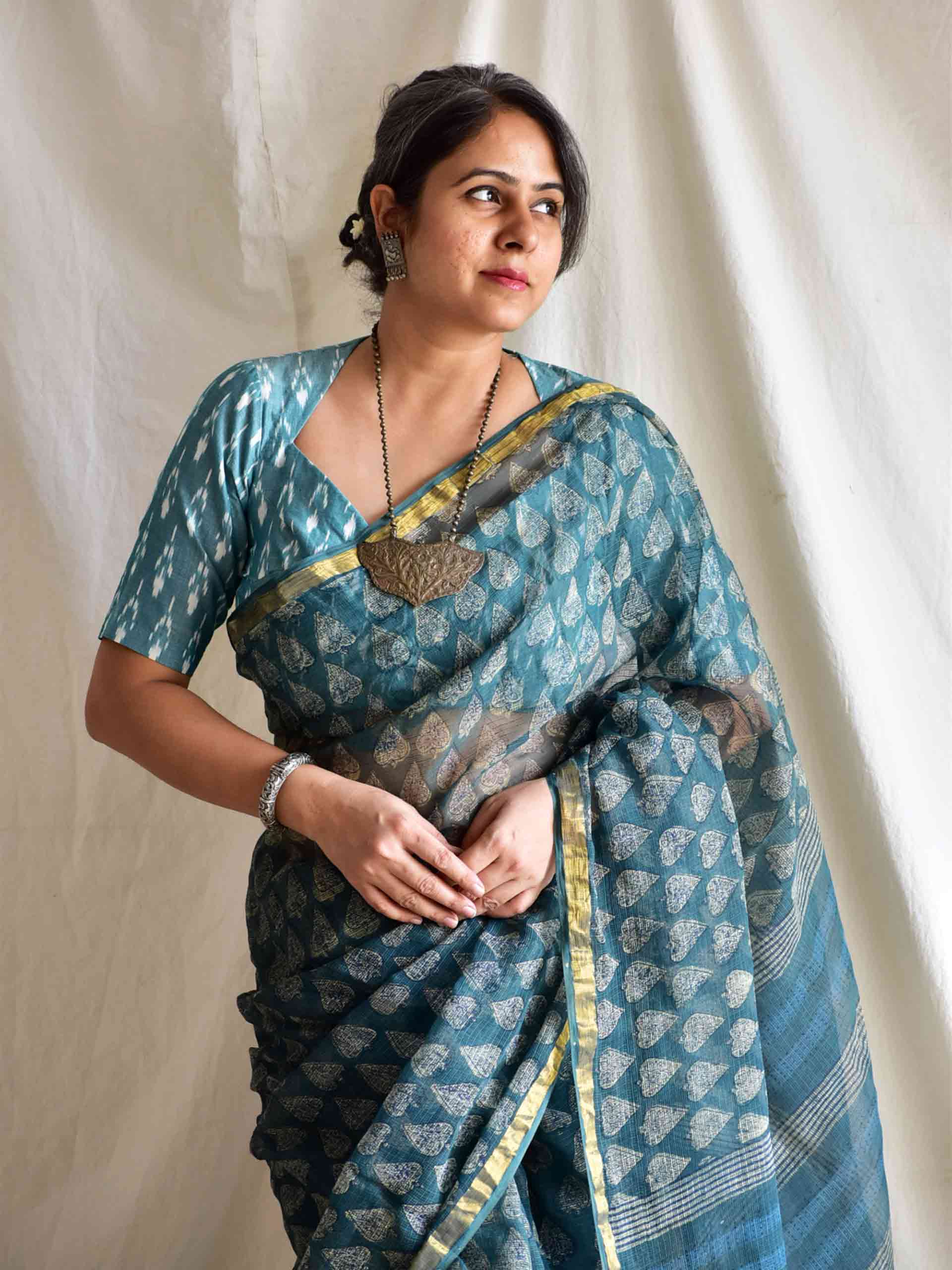 Gehriyan - Ajrakh Kota Doria Saree