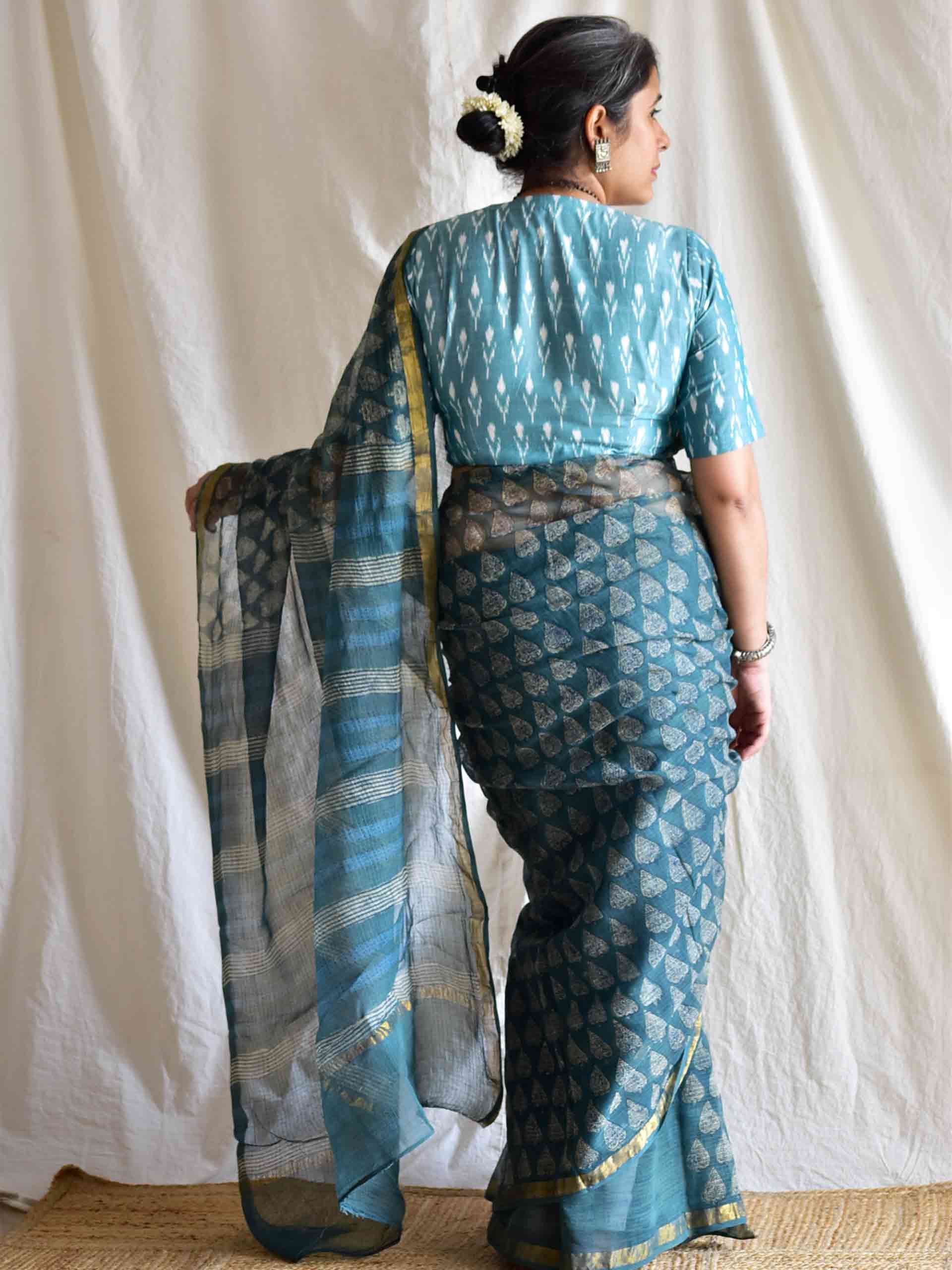 Gehriyan - Ajrakh Kota Doria Saree