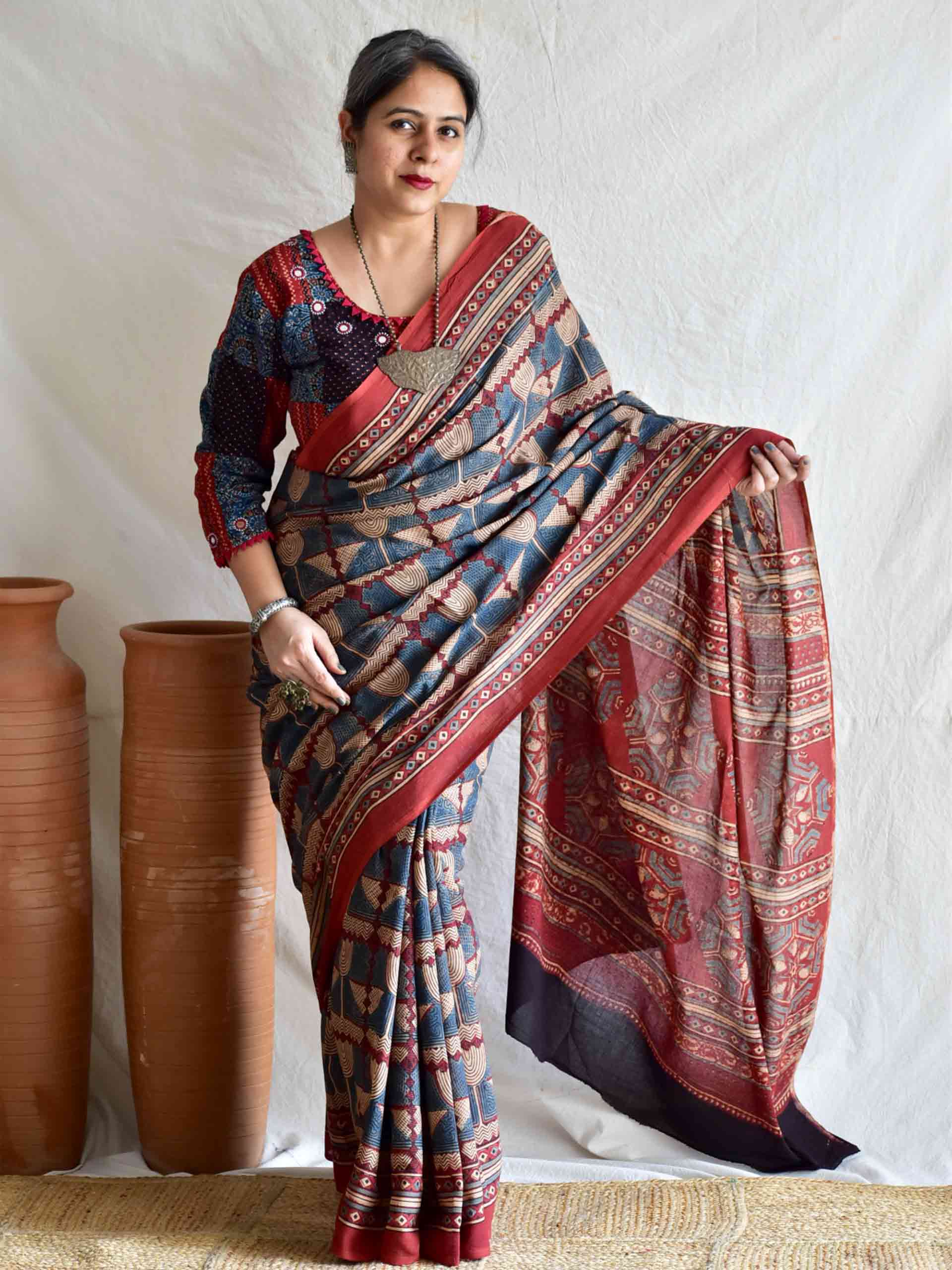 Adivasi - Ajrakh cotton saree