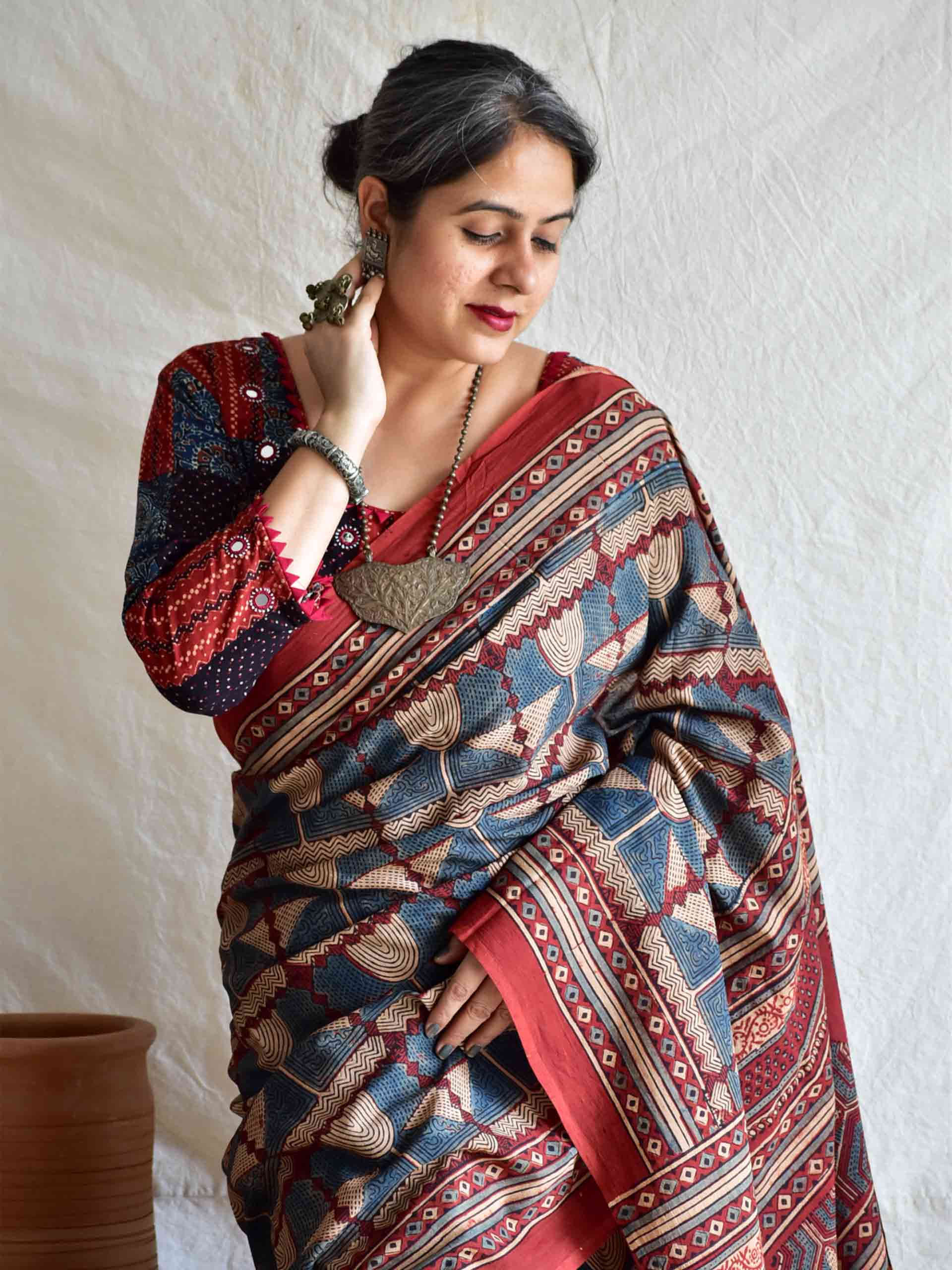 Adivasi - Ajrakh cotton saree