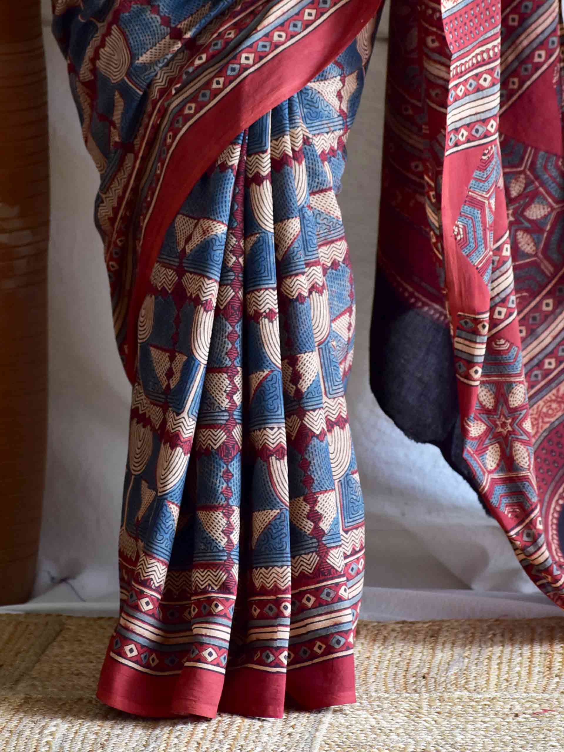 Adivasi - Ajrakh cotton saree