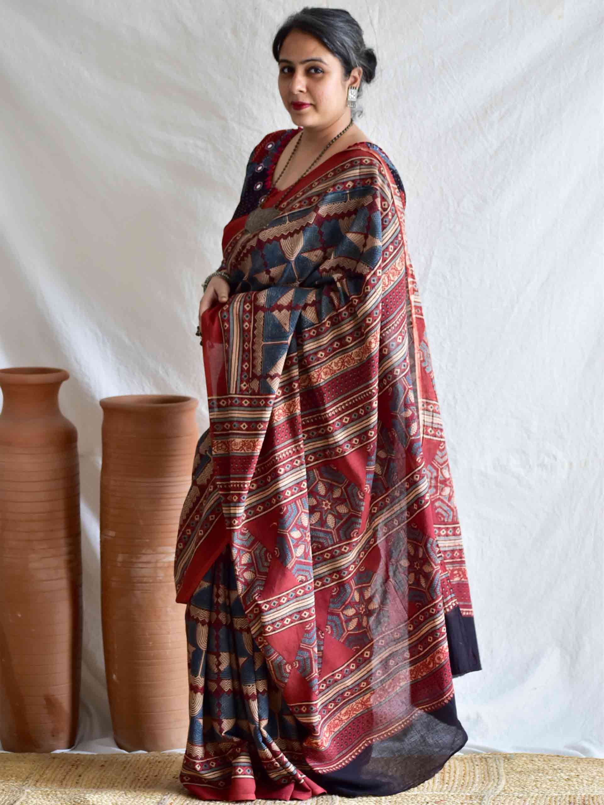 Adivasi - Ajrakh cotton saree