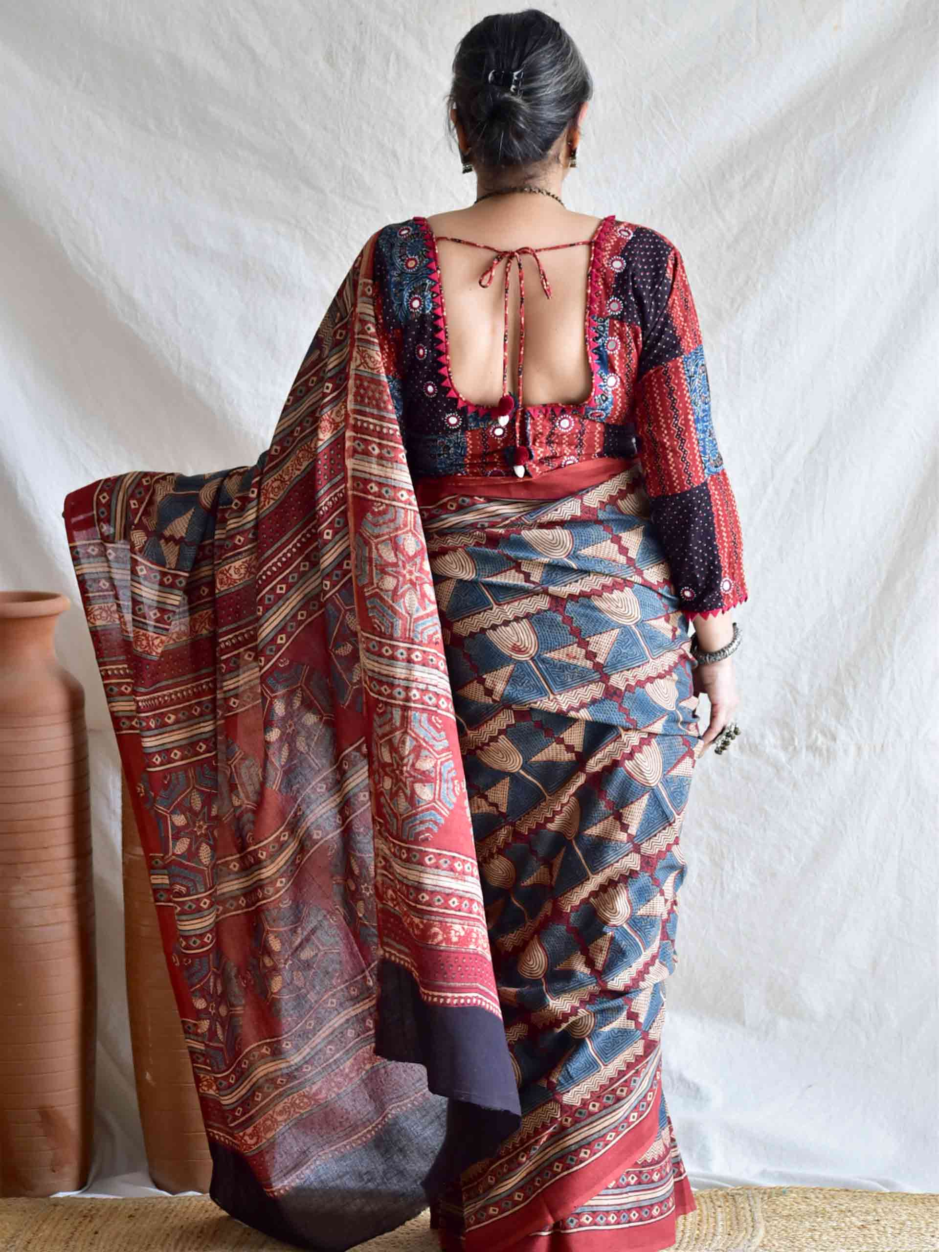 Adivasi - Ajrakh cotton saree