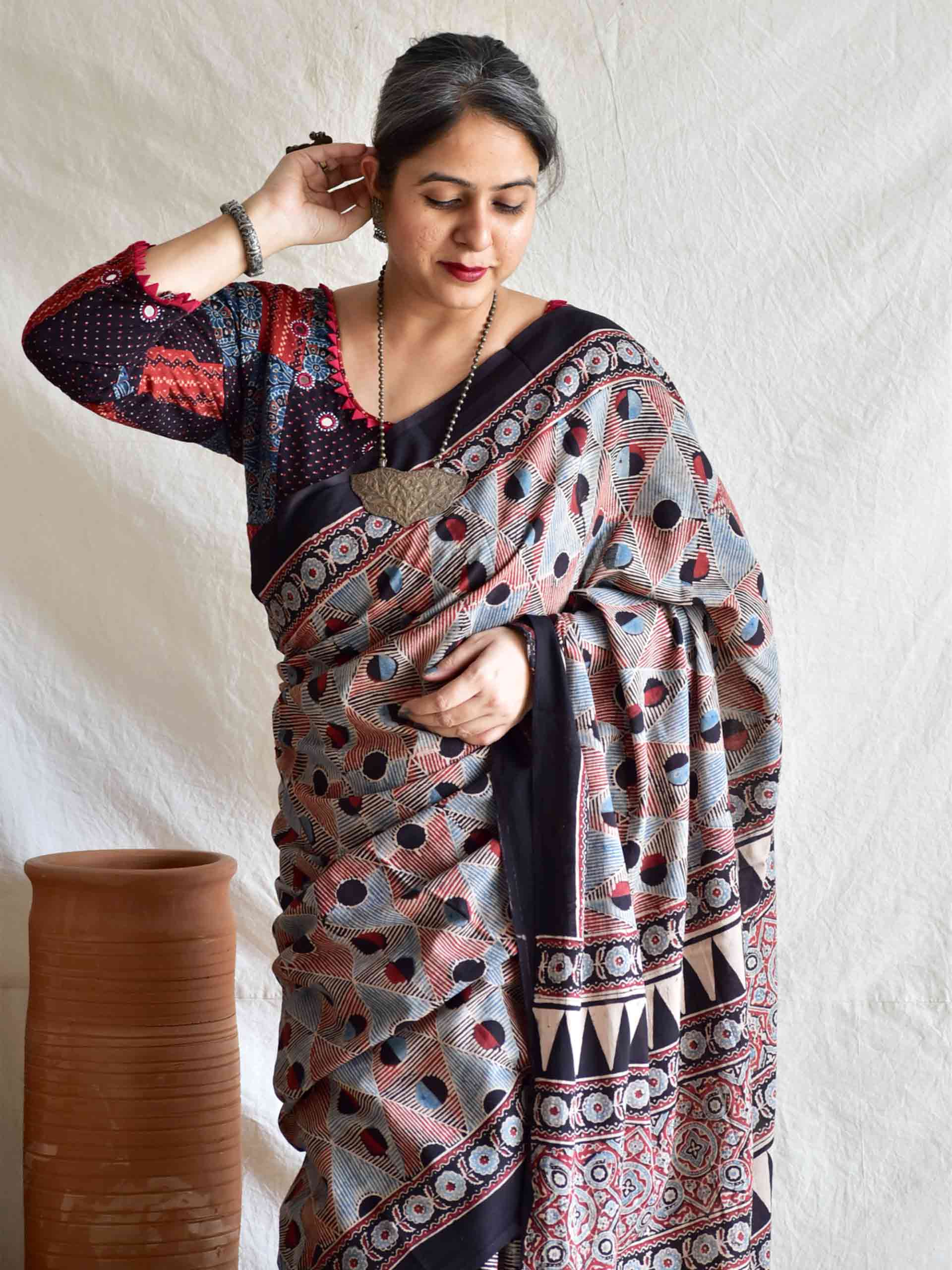 brahm - Ajrakh cotton saree