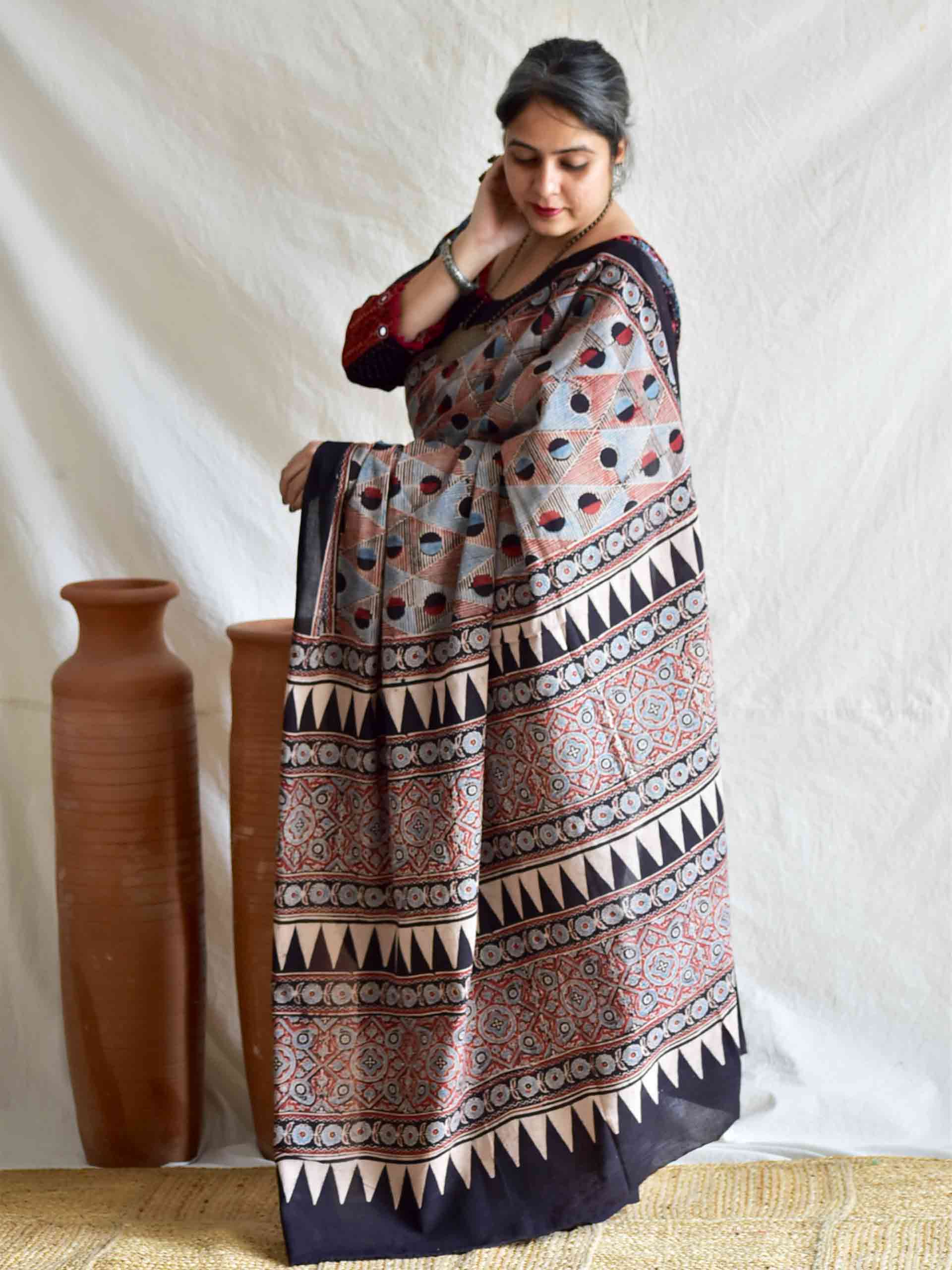 brahm - Ajrakh cotton saree