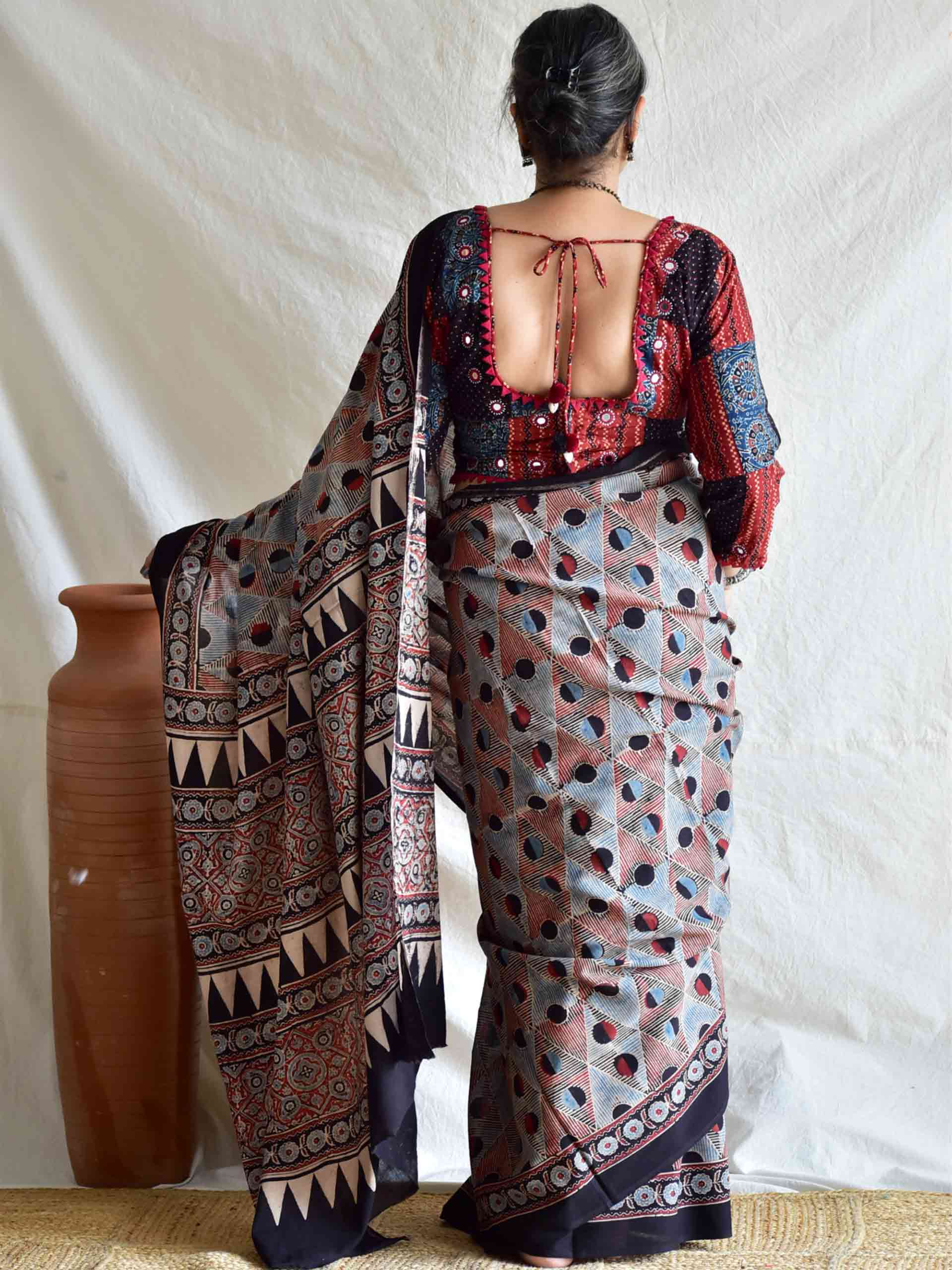 brahm - Ajrakh cotton saree