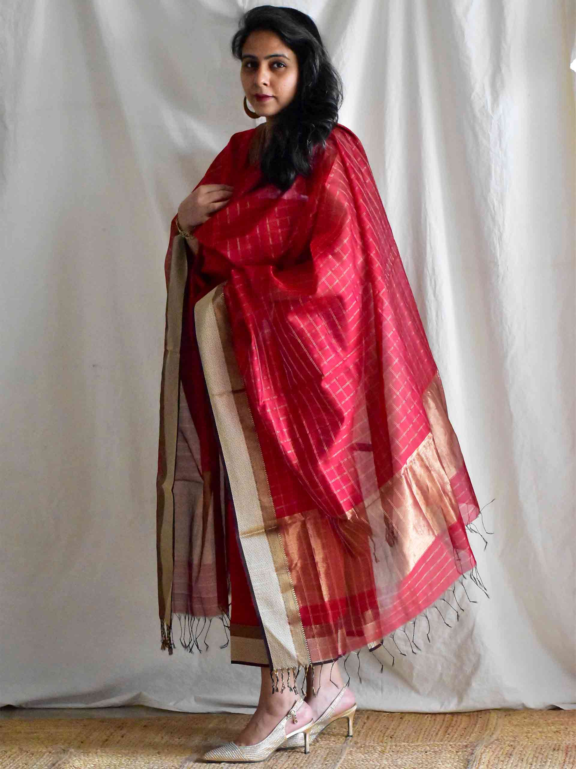 Guler - Handloom Maheshwari silk 2 pc suit set