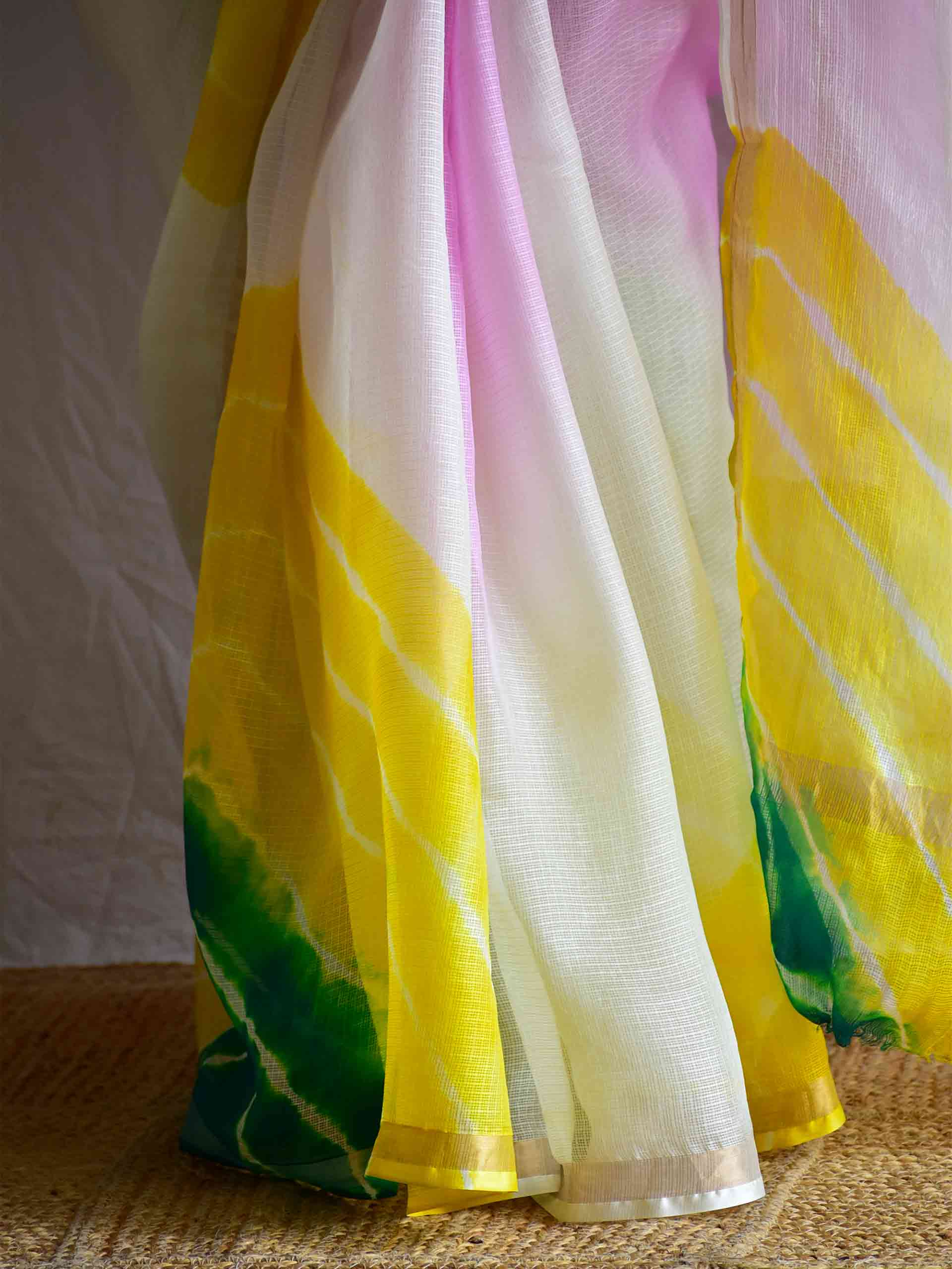 satrangi saaz -Tie And Dye Kota Silk Saree