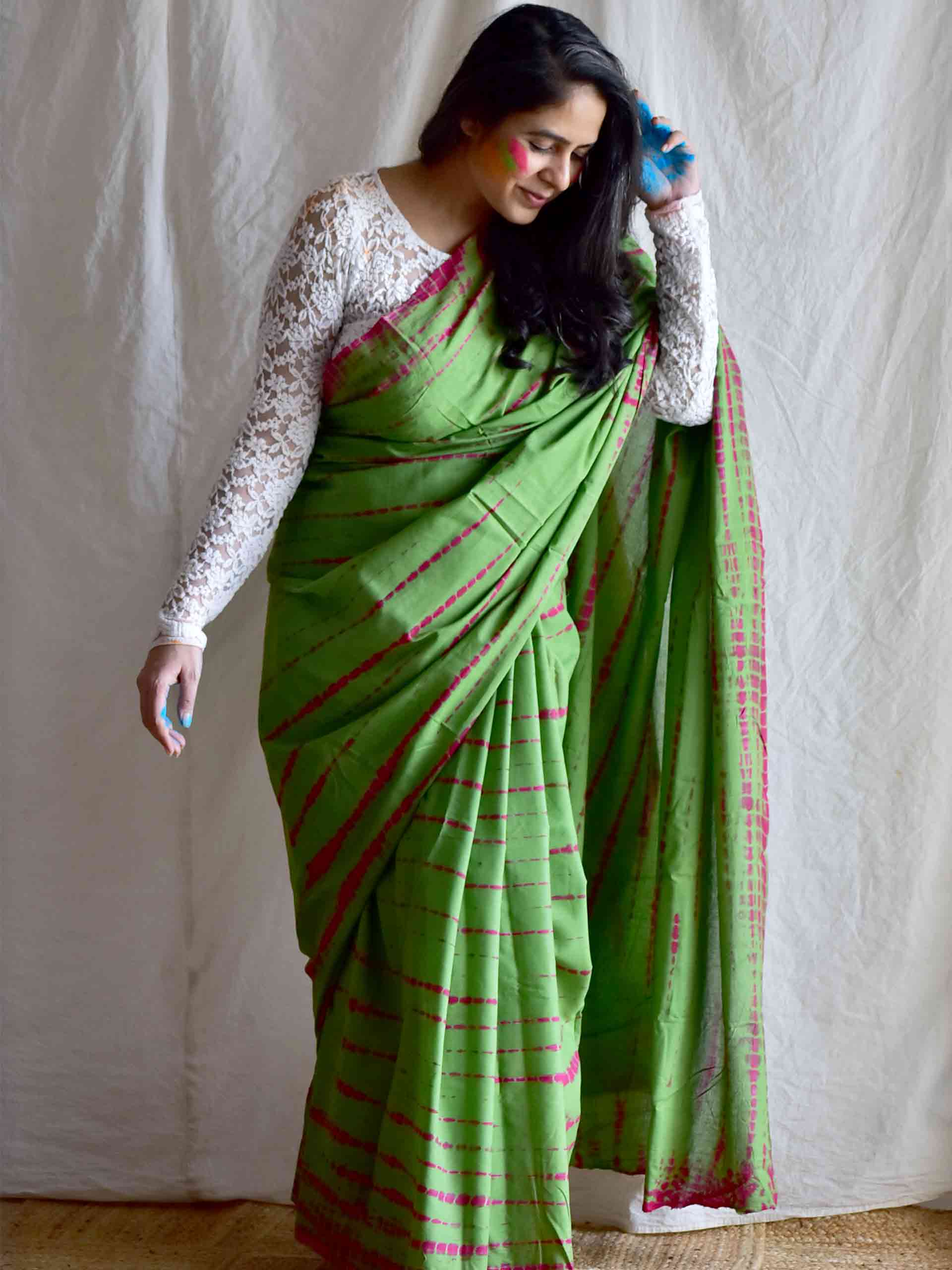 Beeda paan - mul tie and dye saree