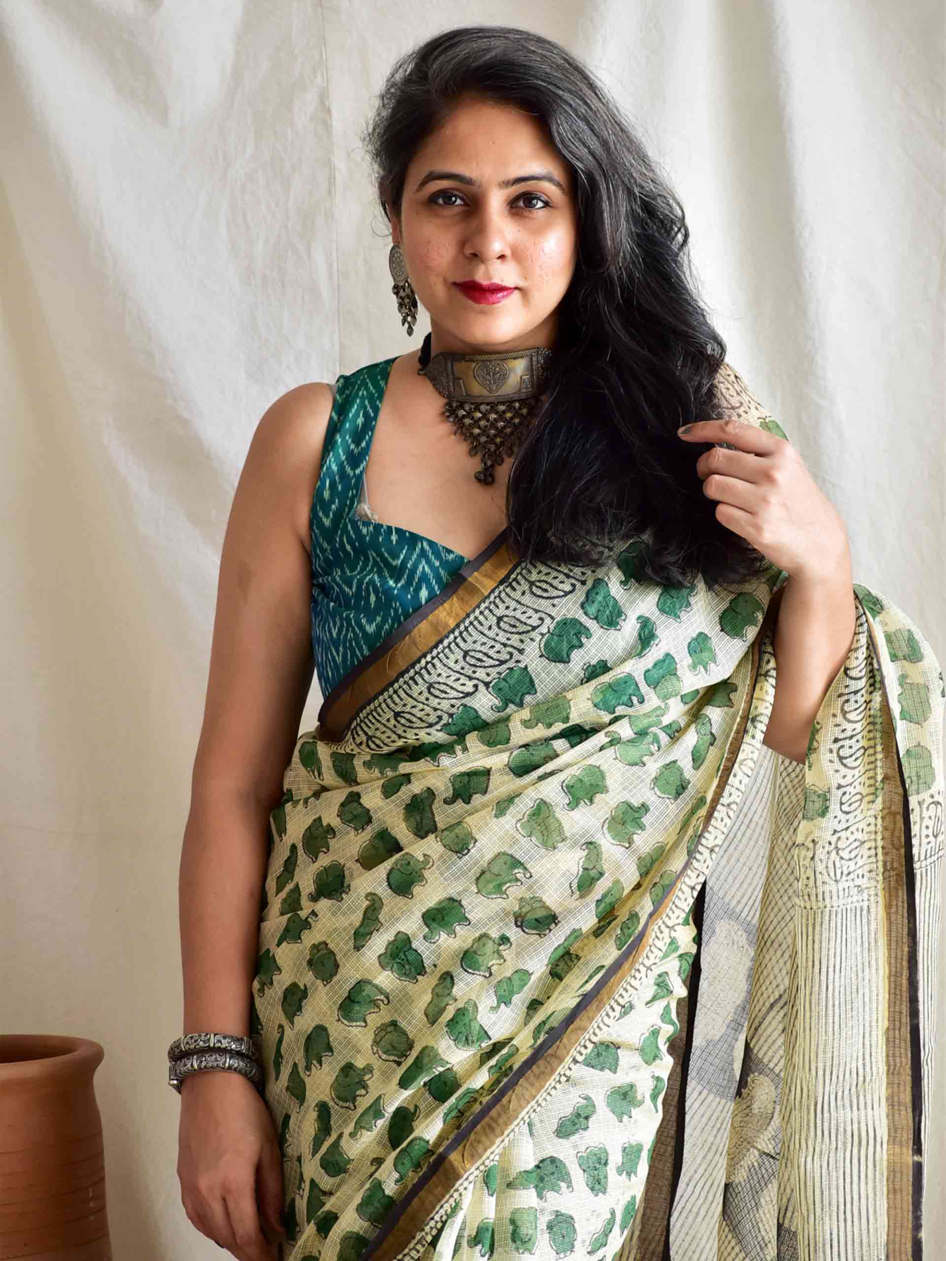Elle - Dabu Kota Doria Saree