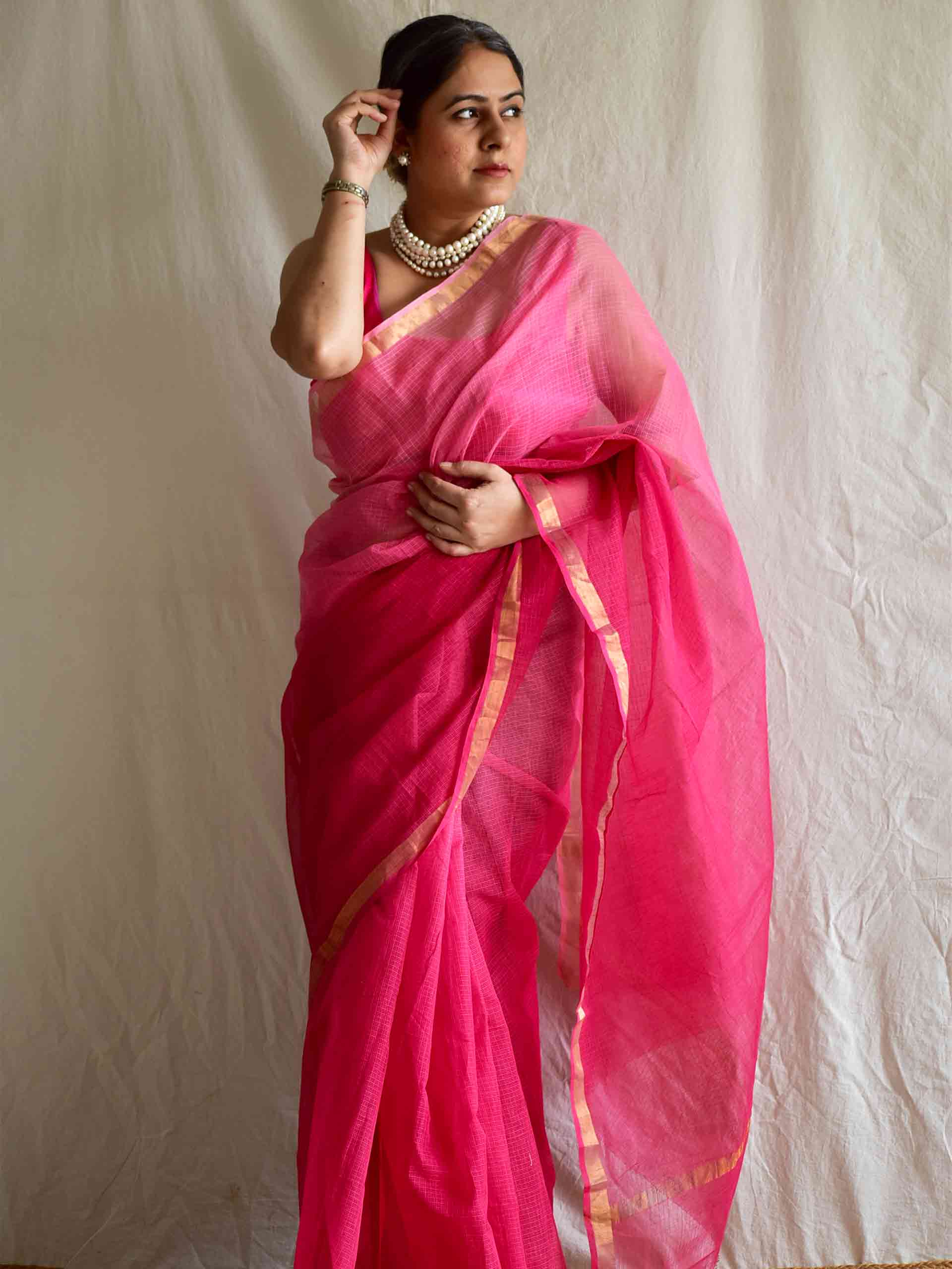 gulaabi shaam - Kota Doria Saree