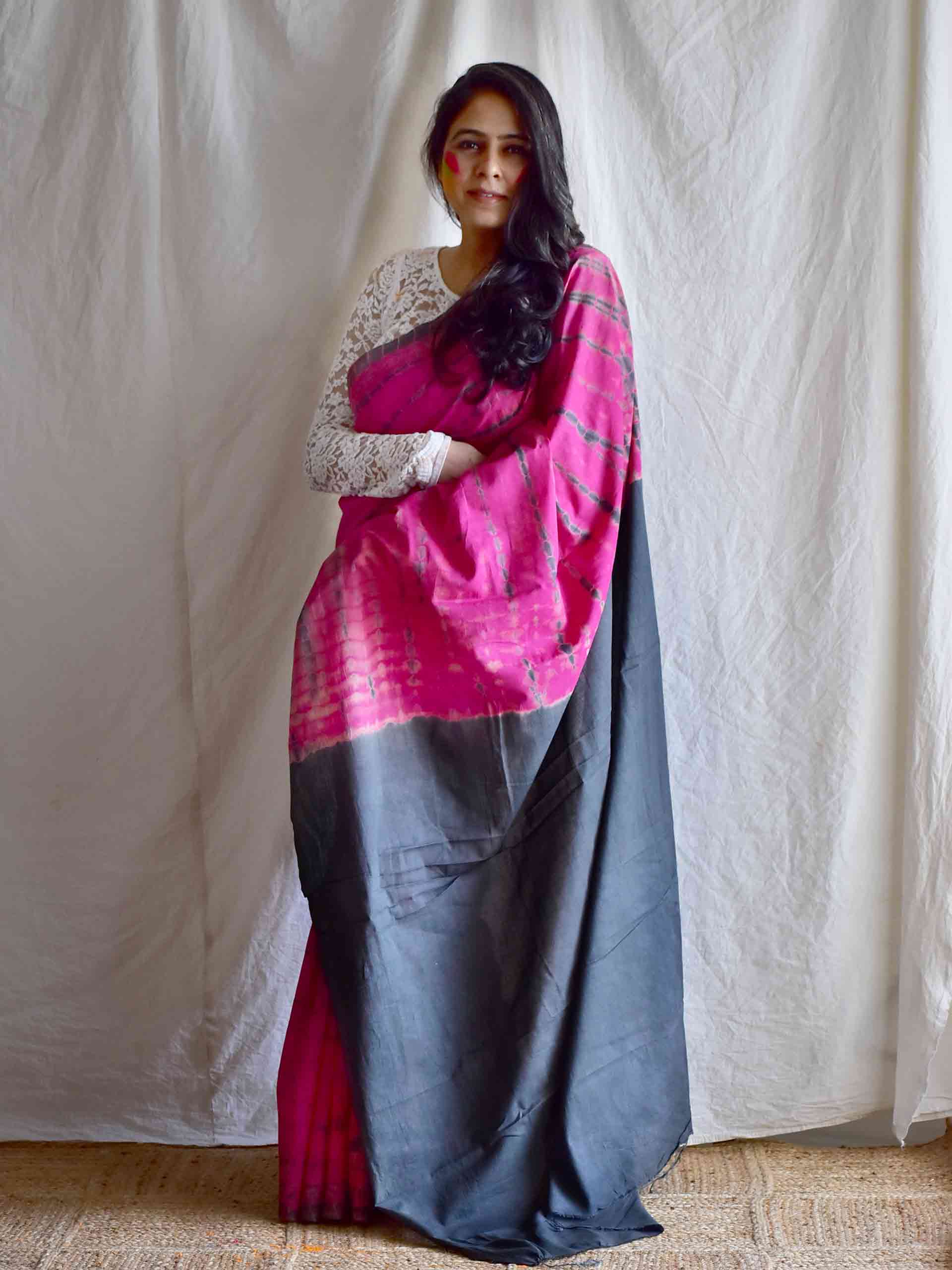 Greycious - mul tie and dye saree