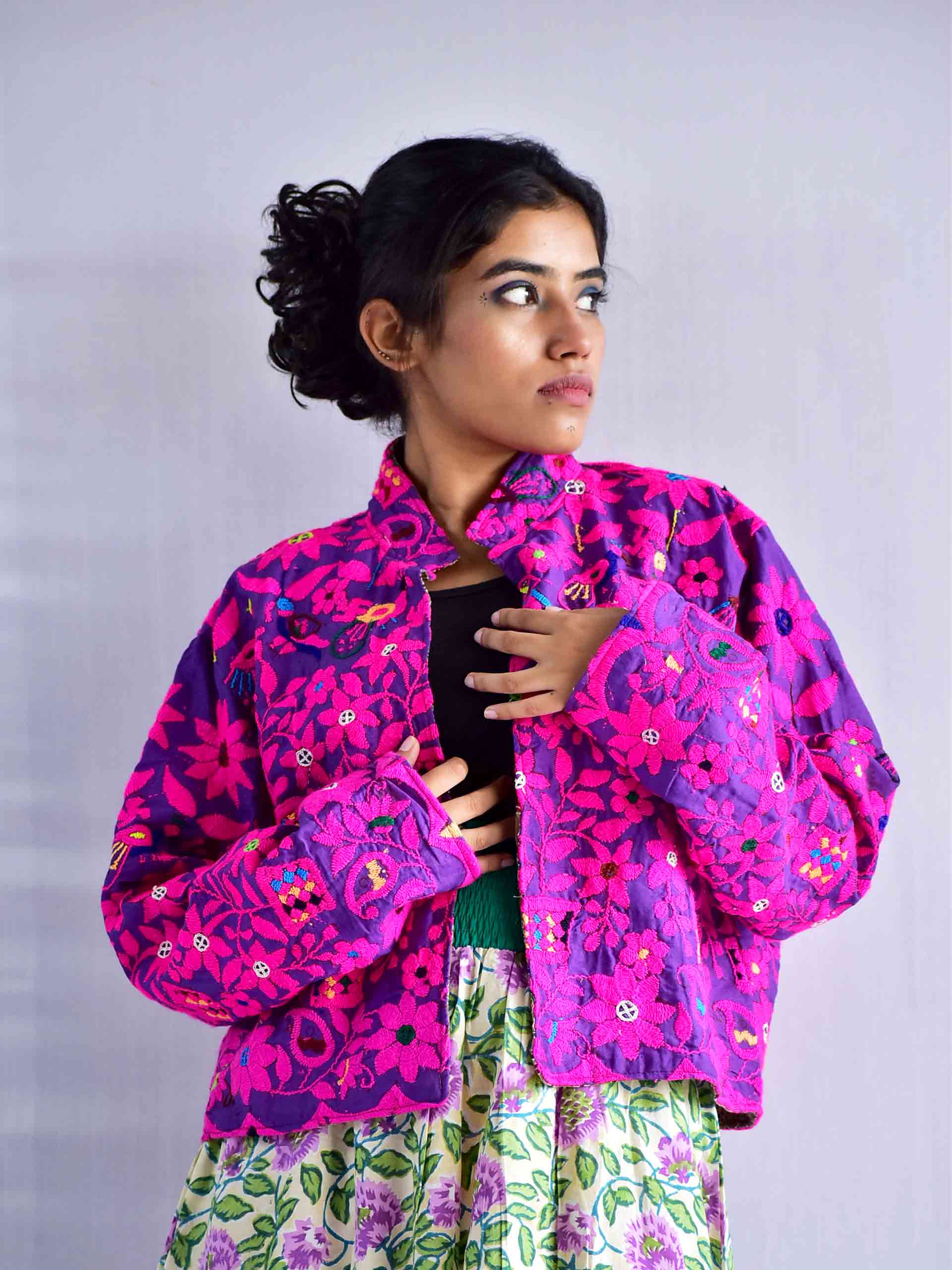 phoolkumari - hand embroidered Reversible jacket