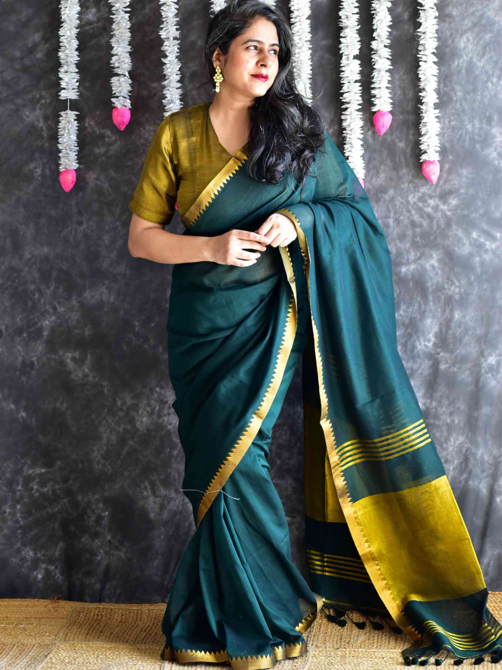 Emerald - Mul tissue pallu Saree