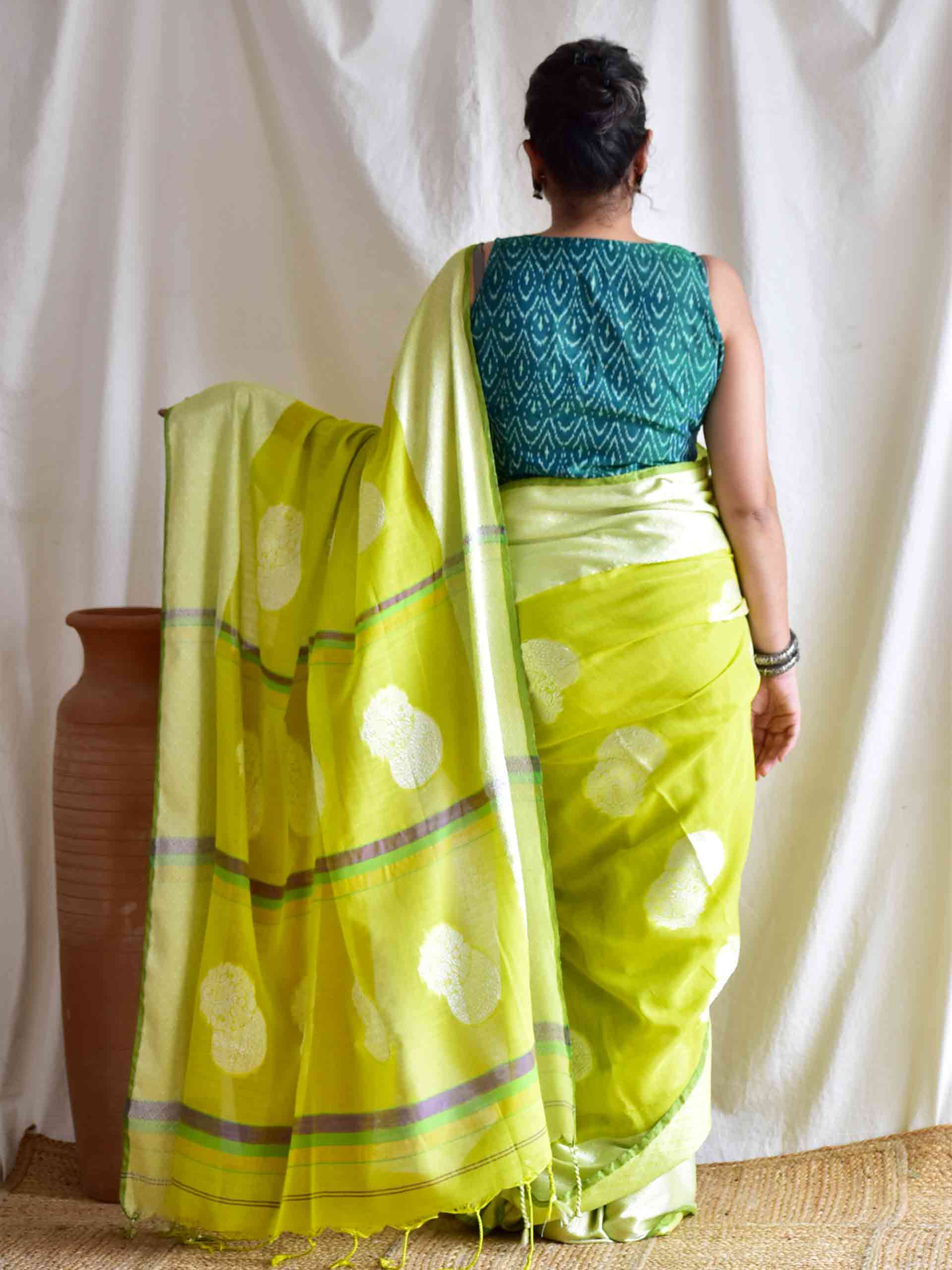 Melon vibes - woven cotton saree
