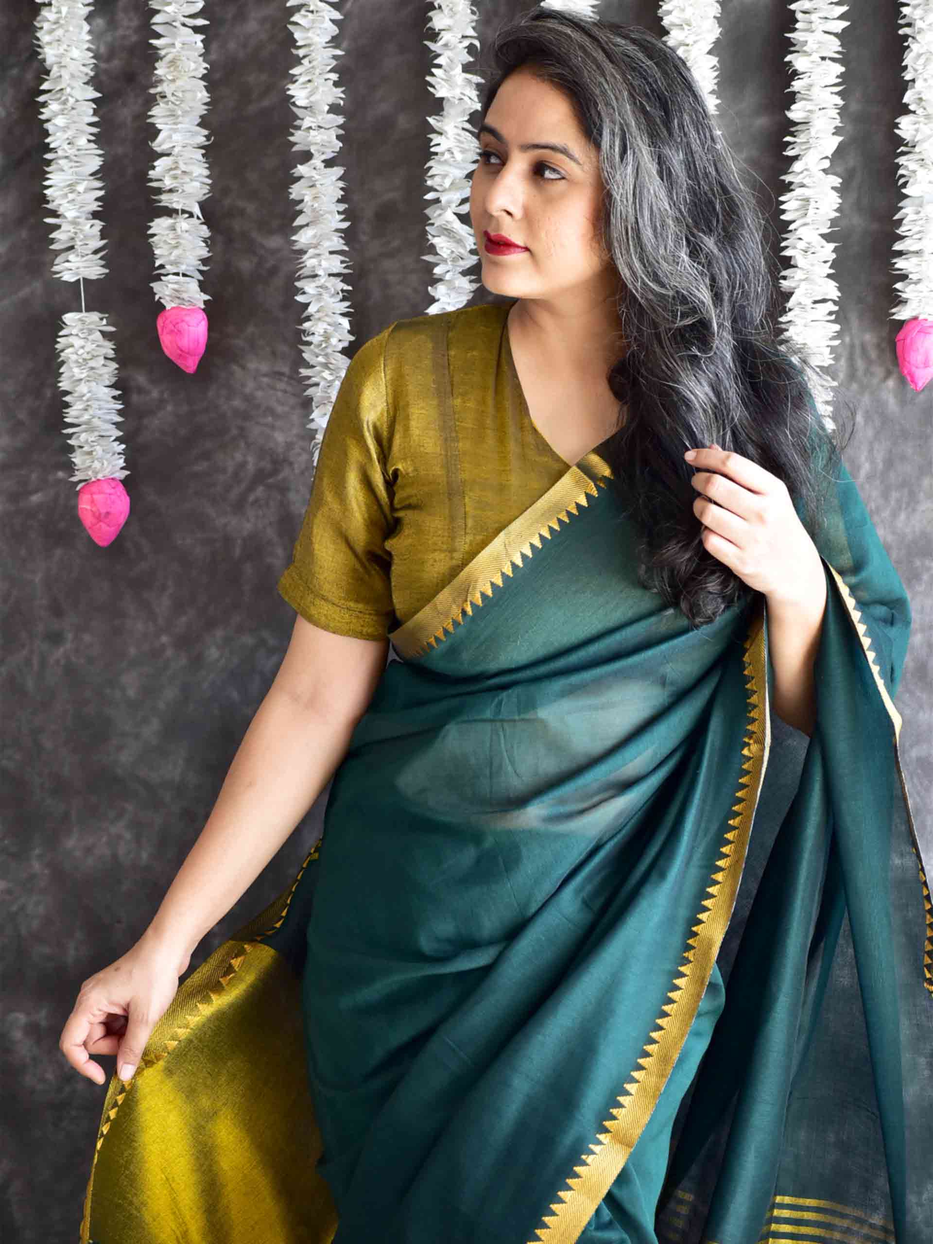 Emerald - Mul tissue pallu Saree