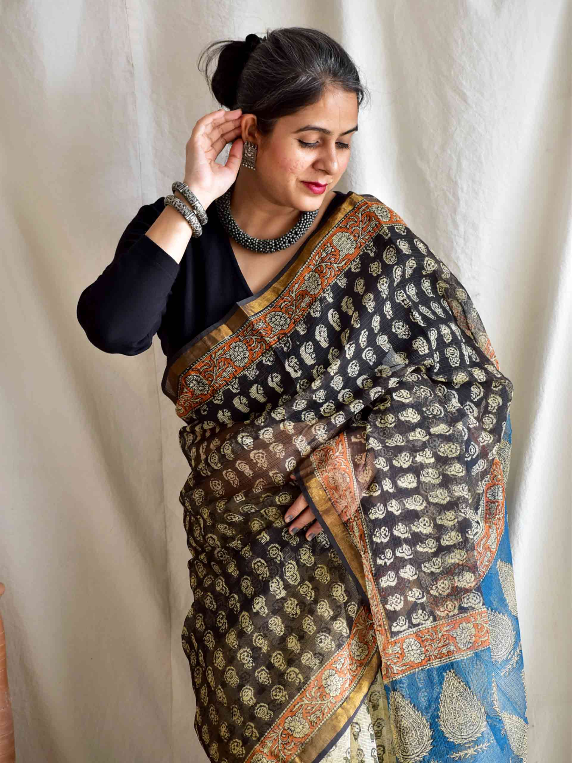 chehre  - Dabu Kota Doria Saree