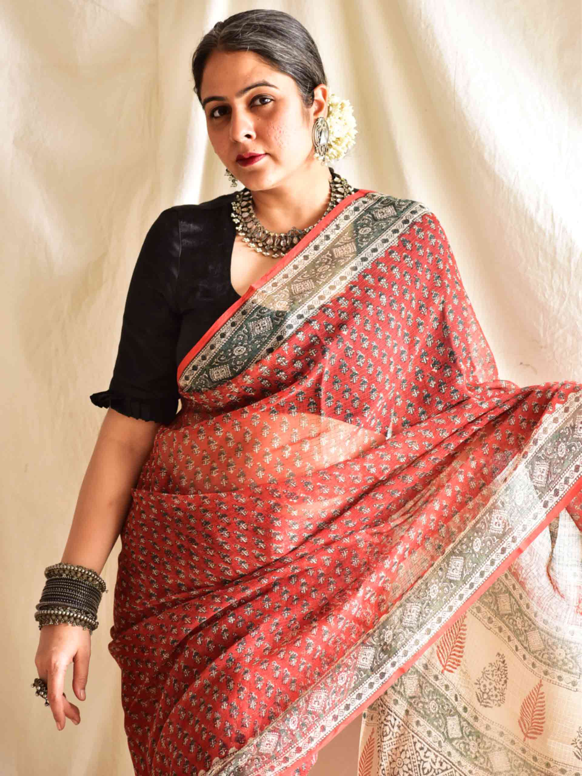Lali - Dabu Kota Doria Saree