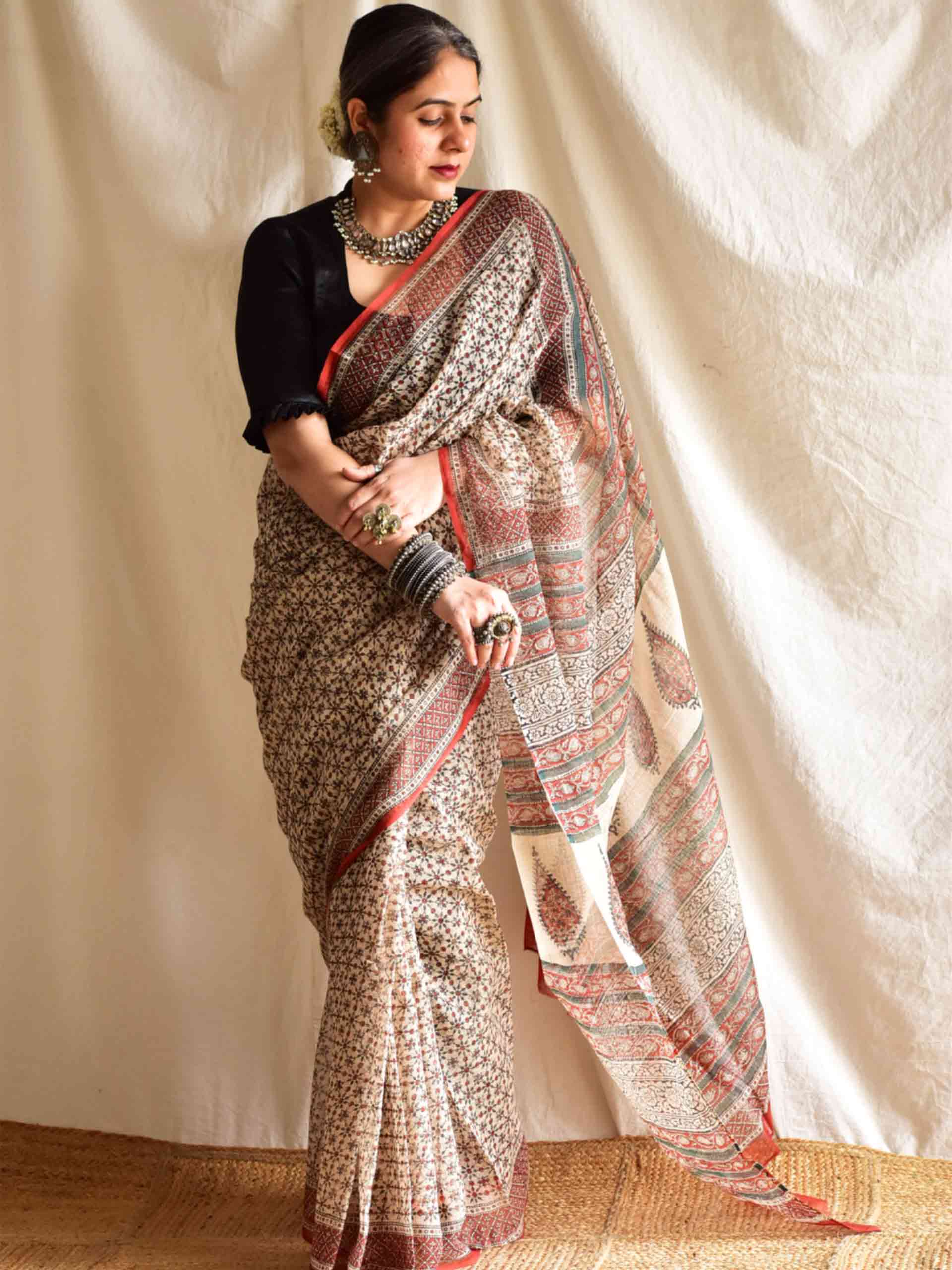 Heera - Dabu Kota Doria Saree
