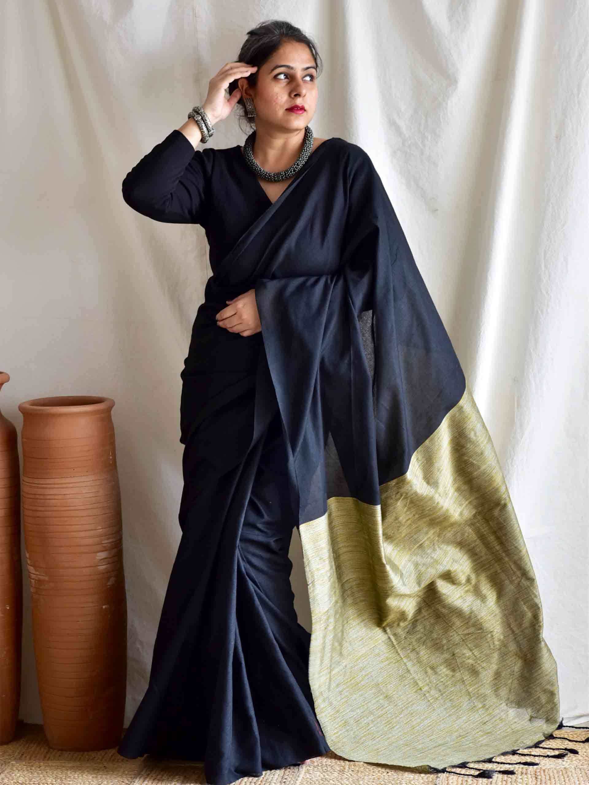 Midnight - Dual shaded cotton saree