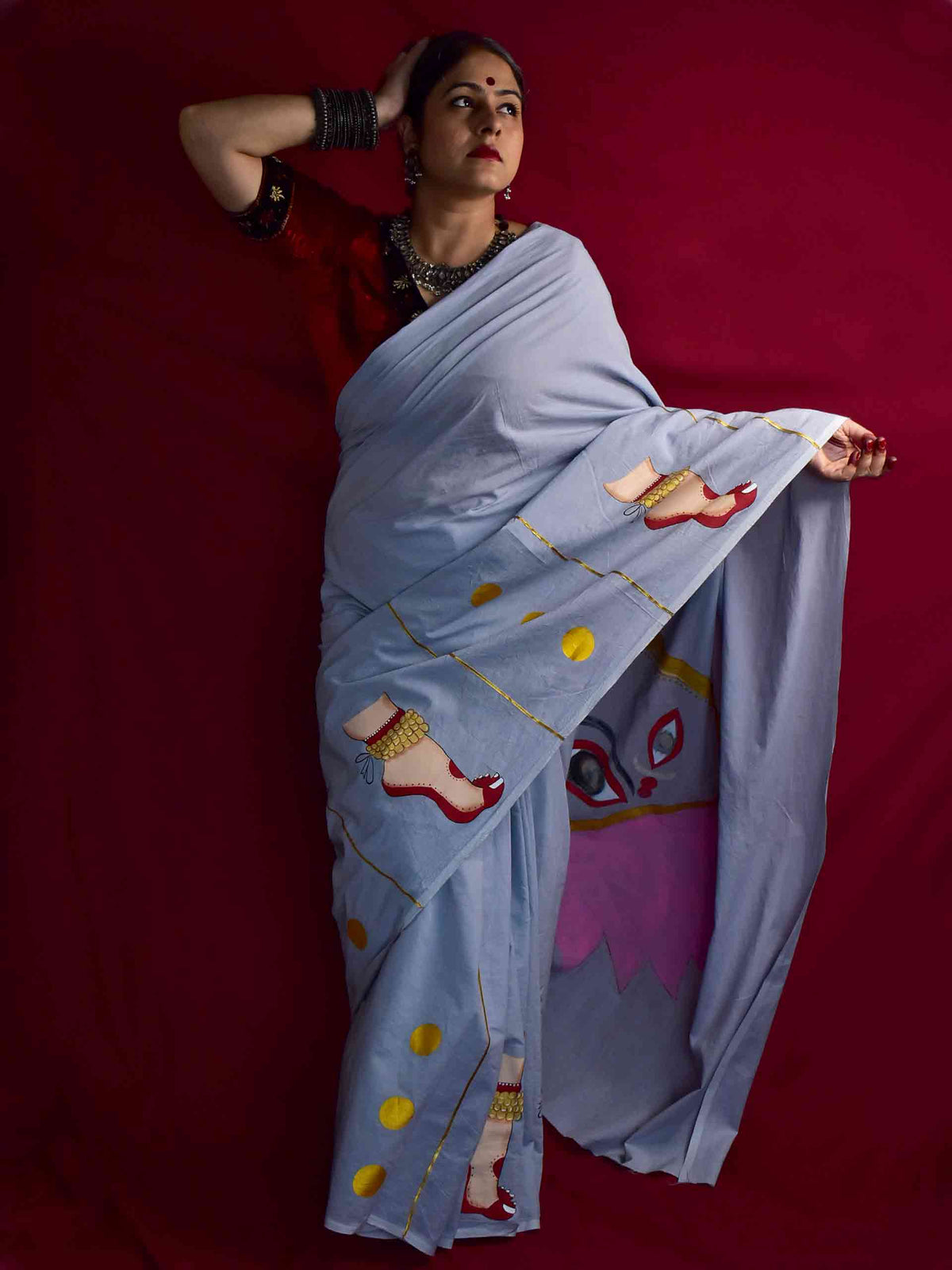 Charan Chandrika - Handpainted saree