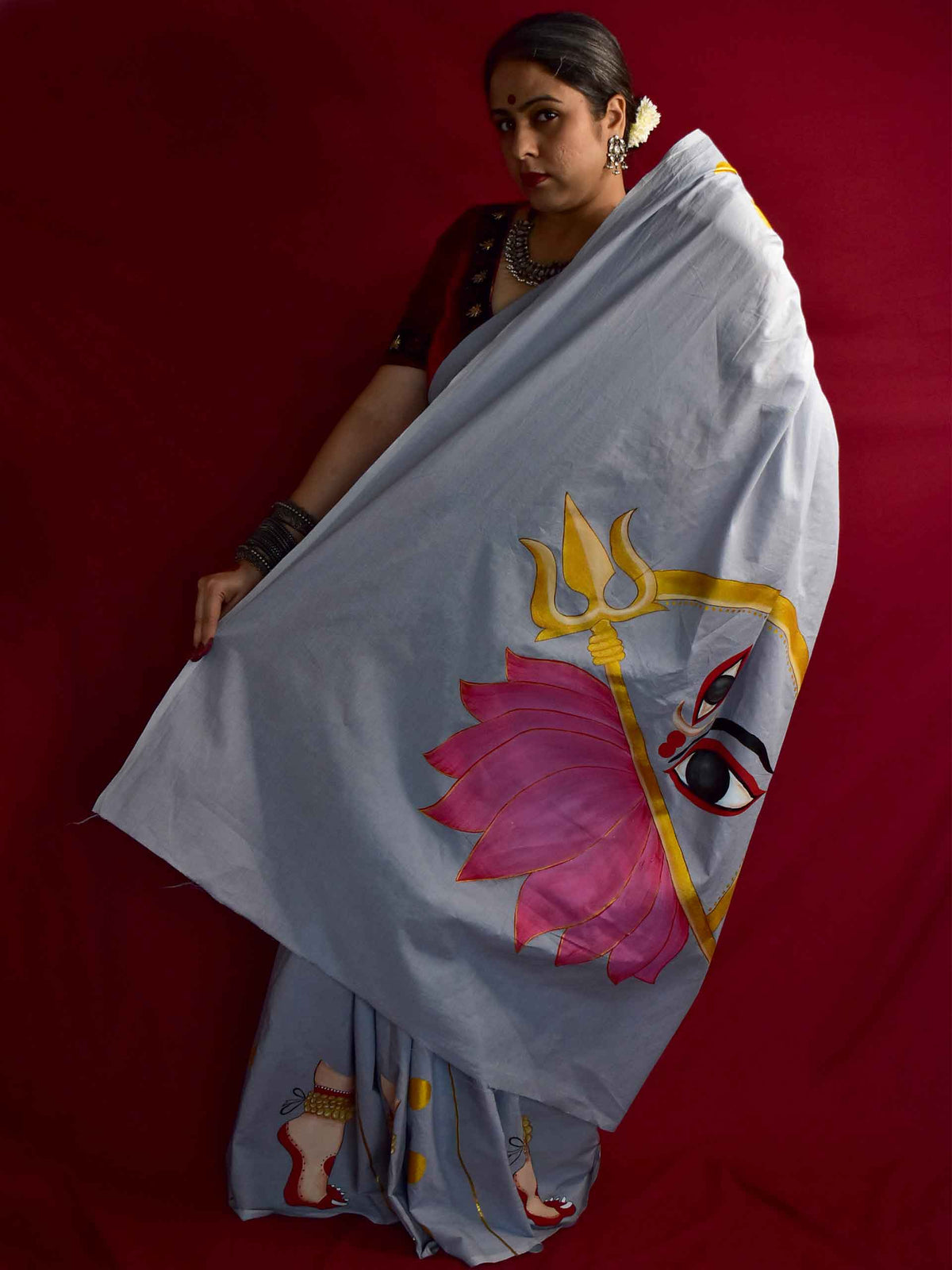 Charan Chandrika - Handpainted saree