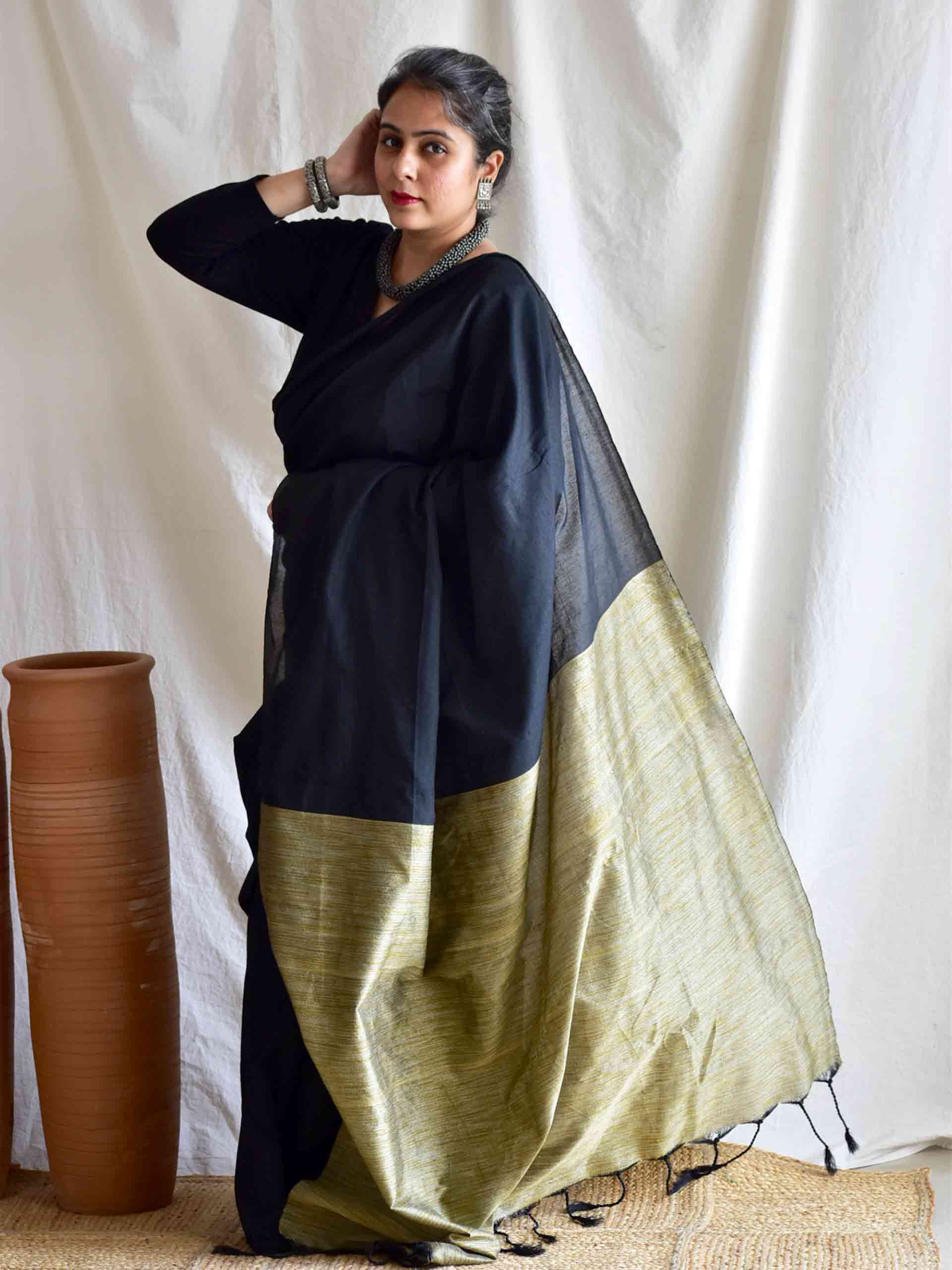 Midnight - Dual shaded cotton saree