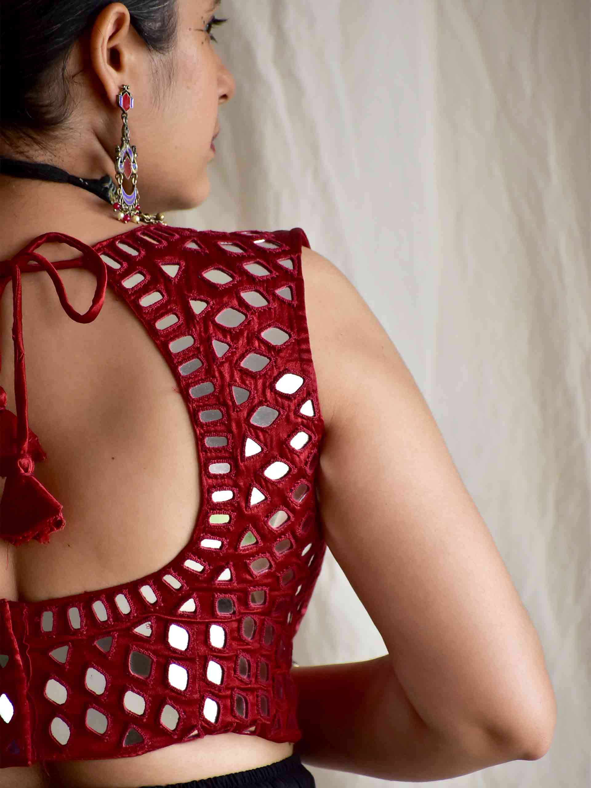Ghoomar - Ajrakh mirror work blouse