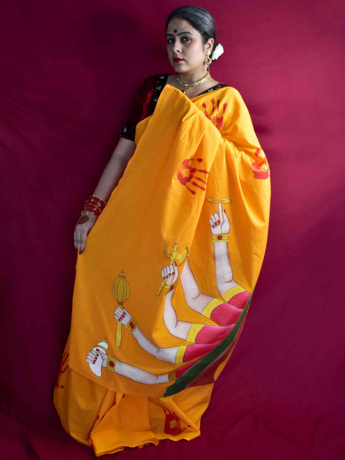 Devi Hasta - Handpainted saree