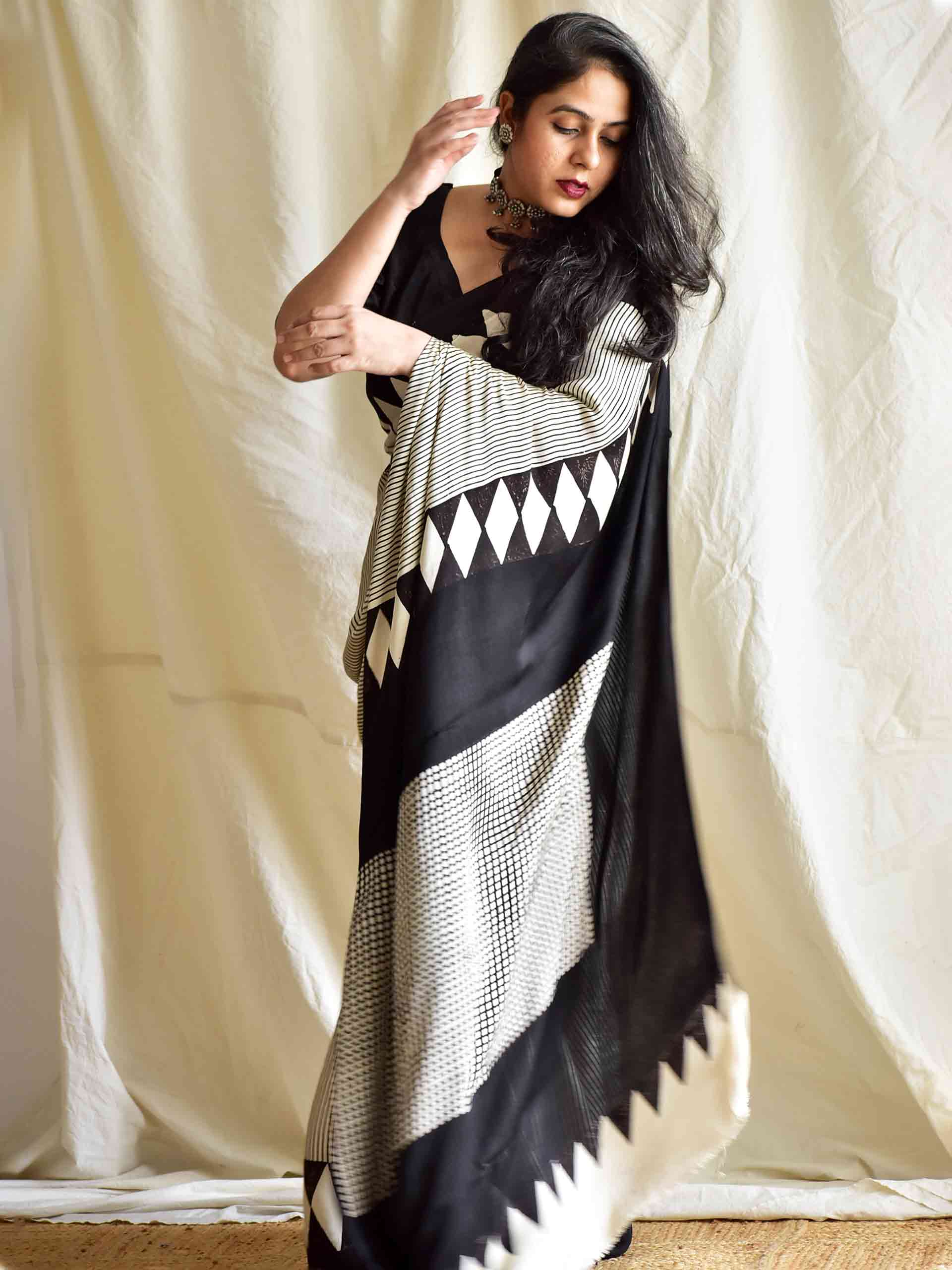 UD053- Ajrakh modal Silk Saree