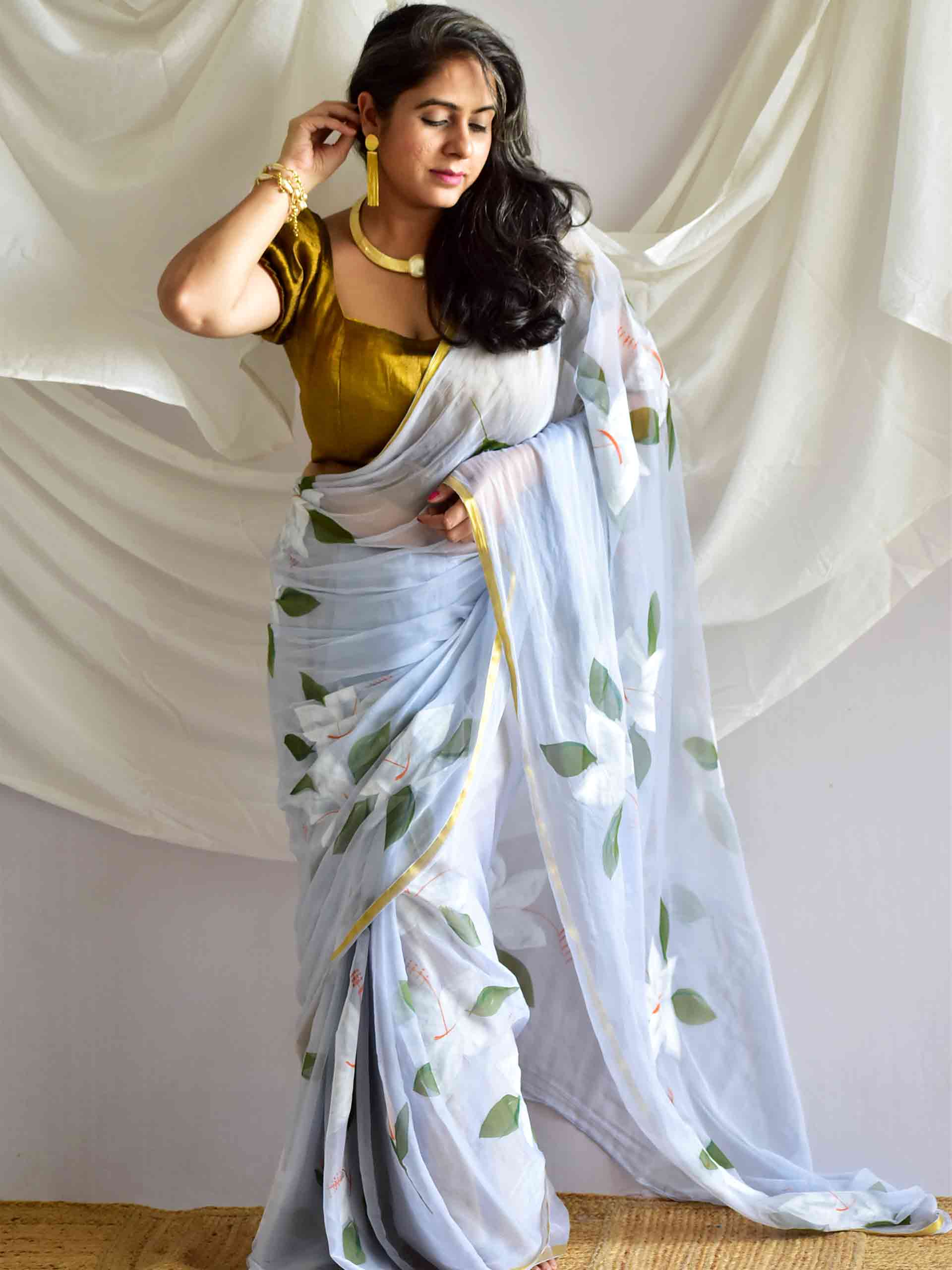 Neerja - Hand painted chiffon saree