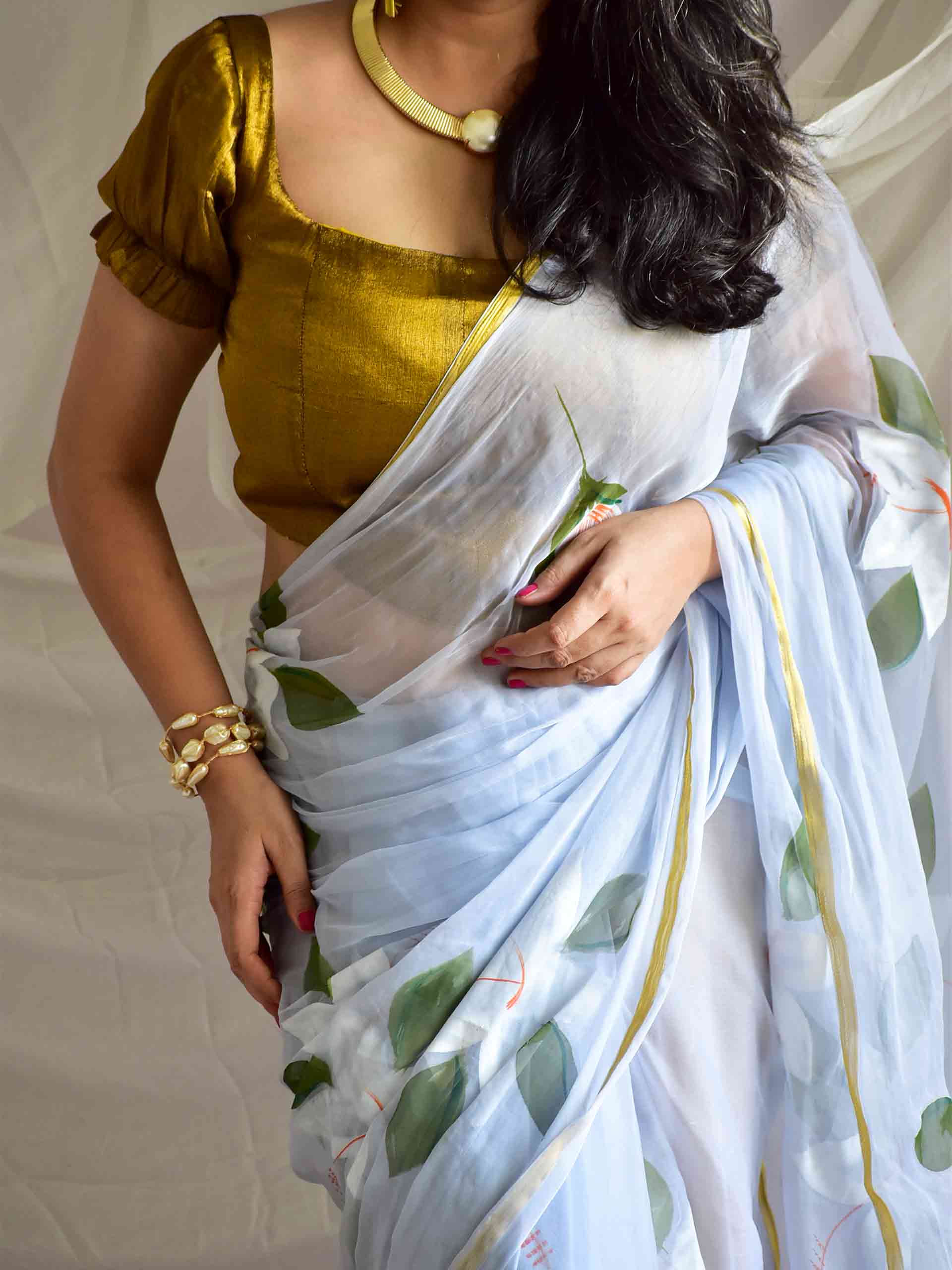 Neerja - Hand painted chiffon saree
