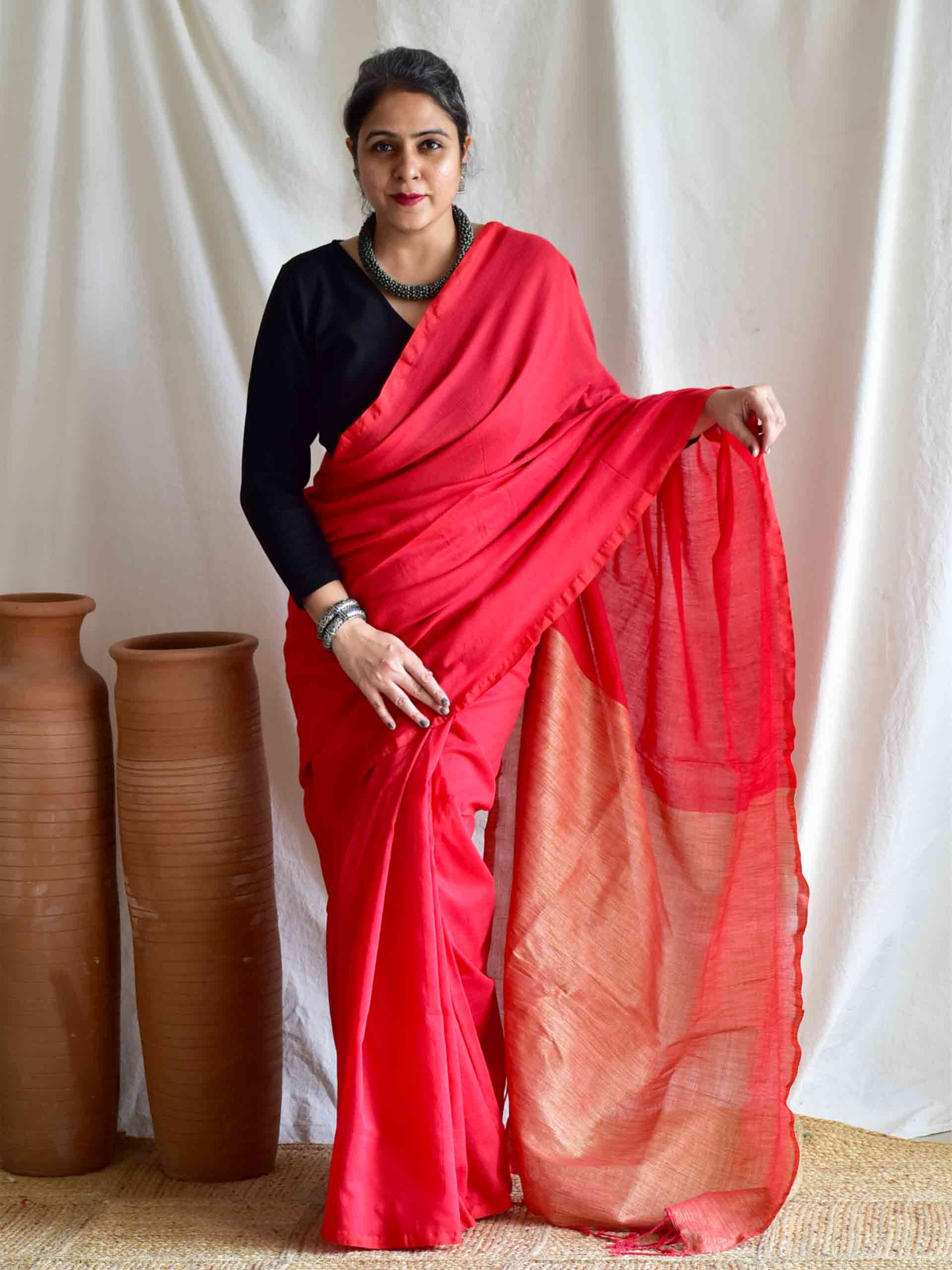 fiery - Dual shaded cotton saree