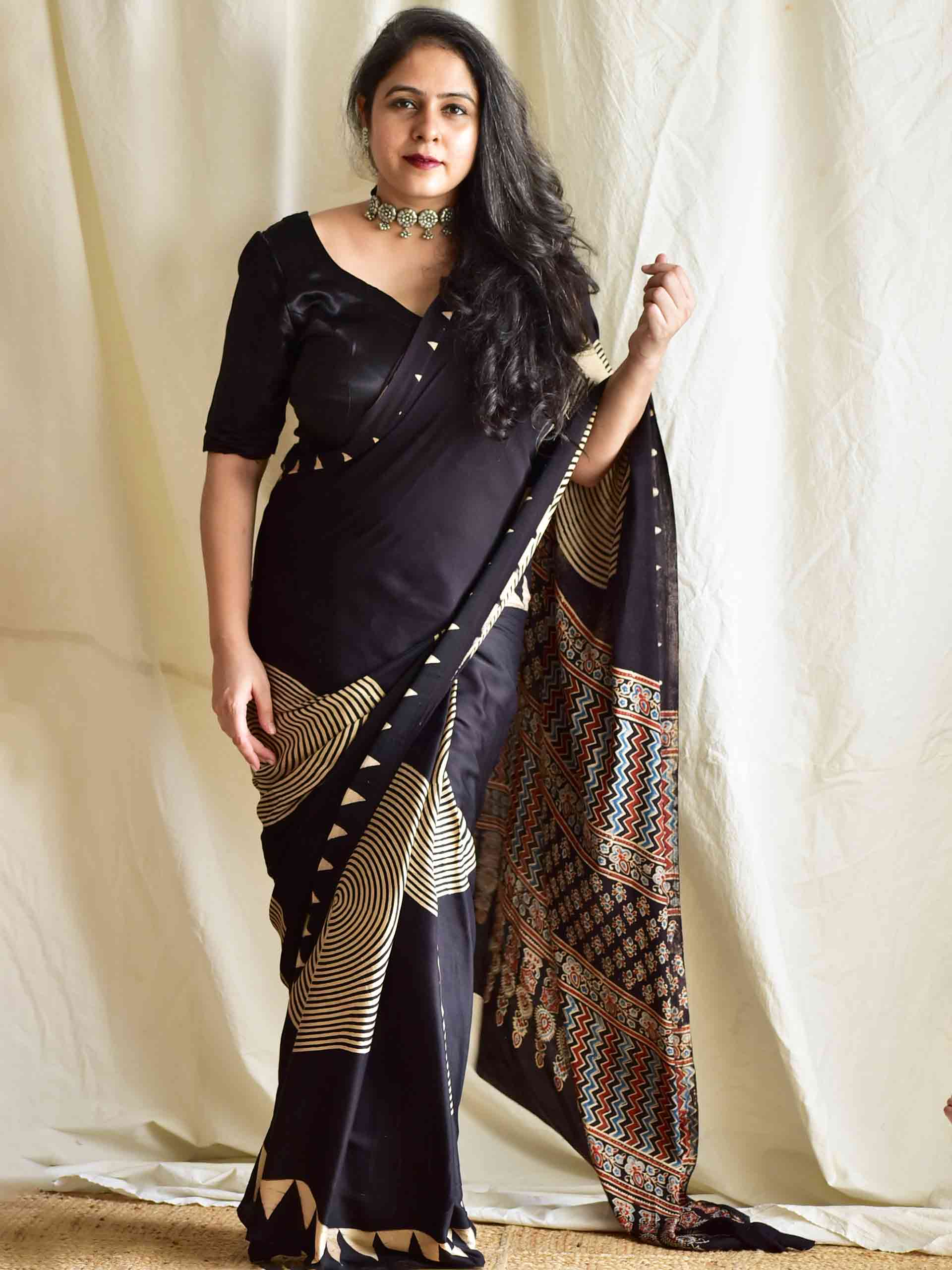 emma - Ajrakh modal Silk Saree
