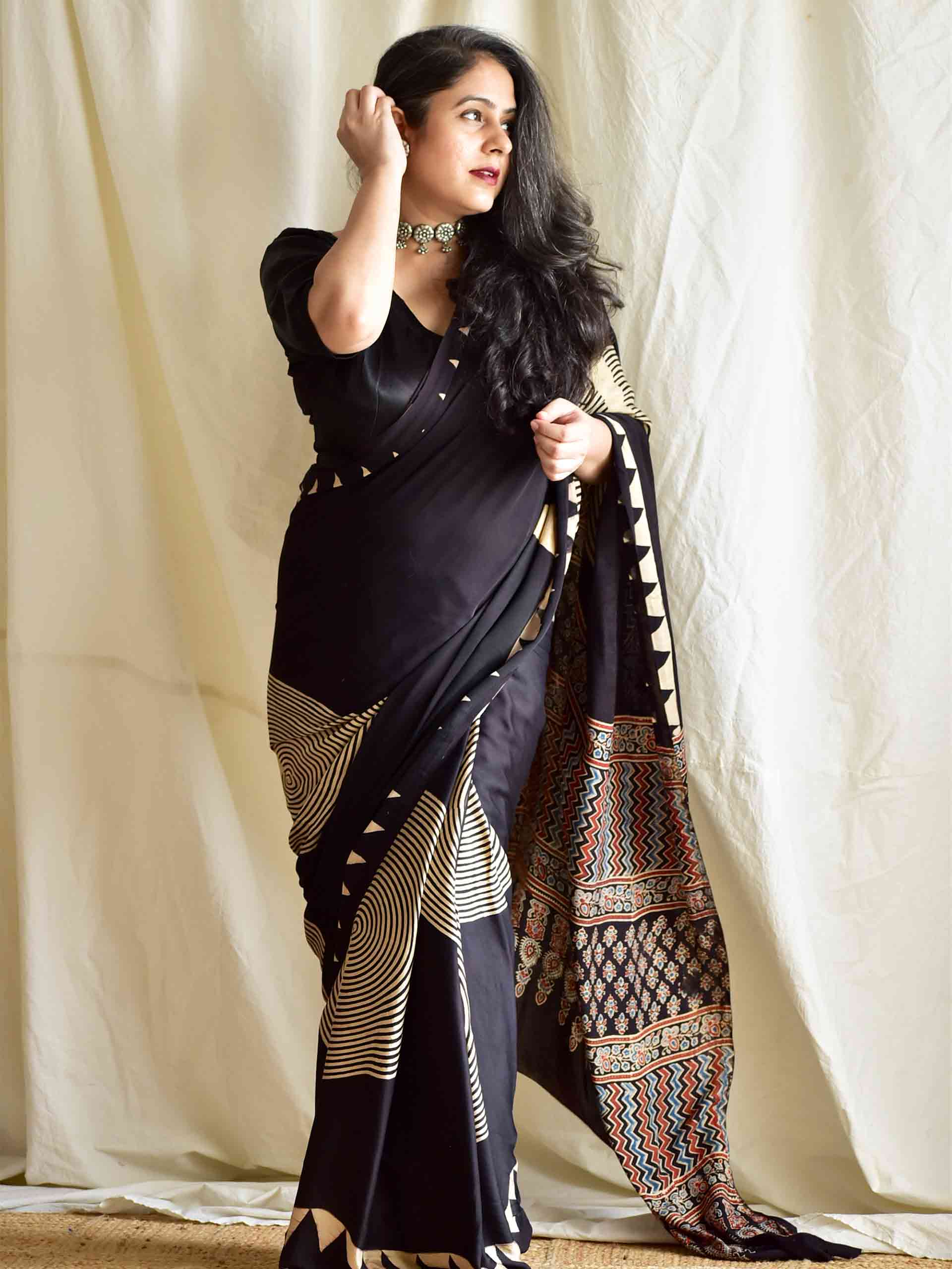 emma - Ajrakh modal Silk Saree