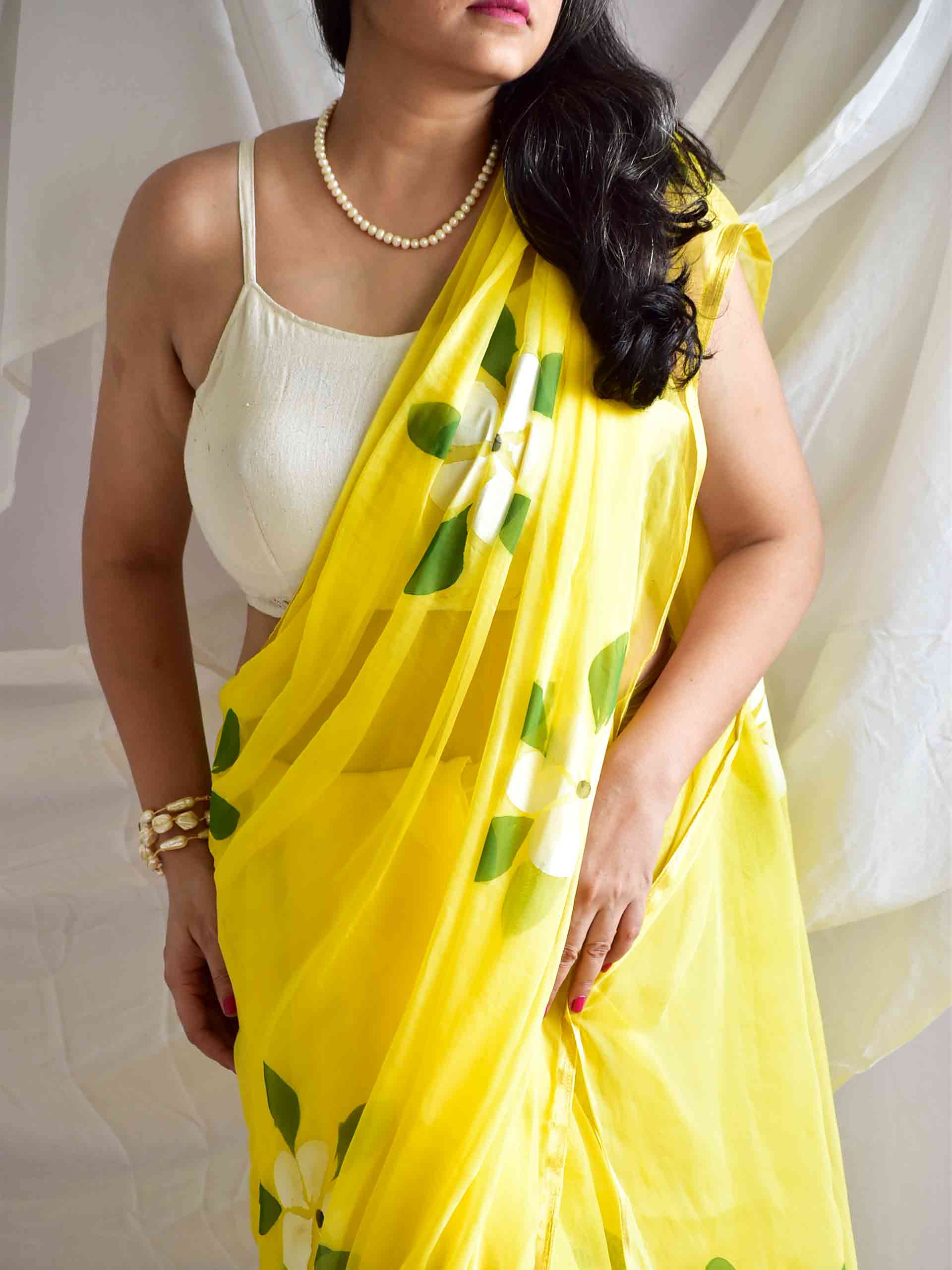 Amaltaas - Hand painted chiffon saree