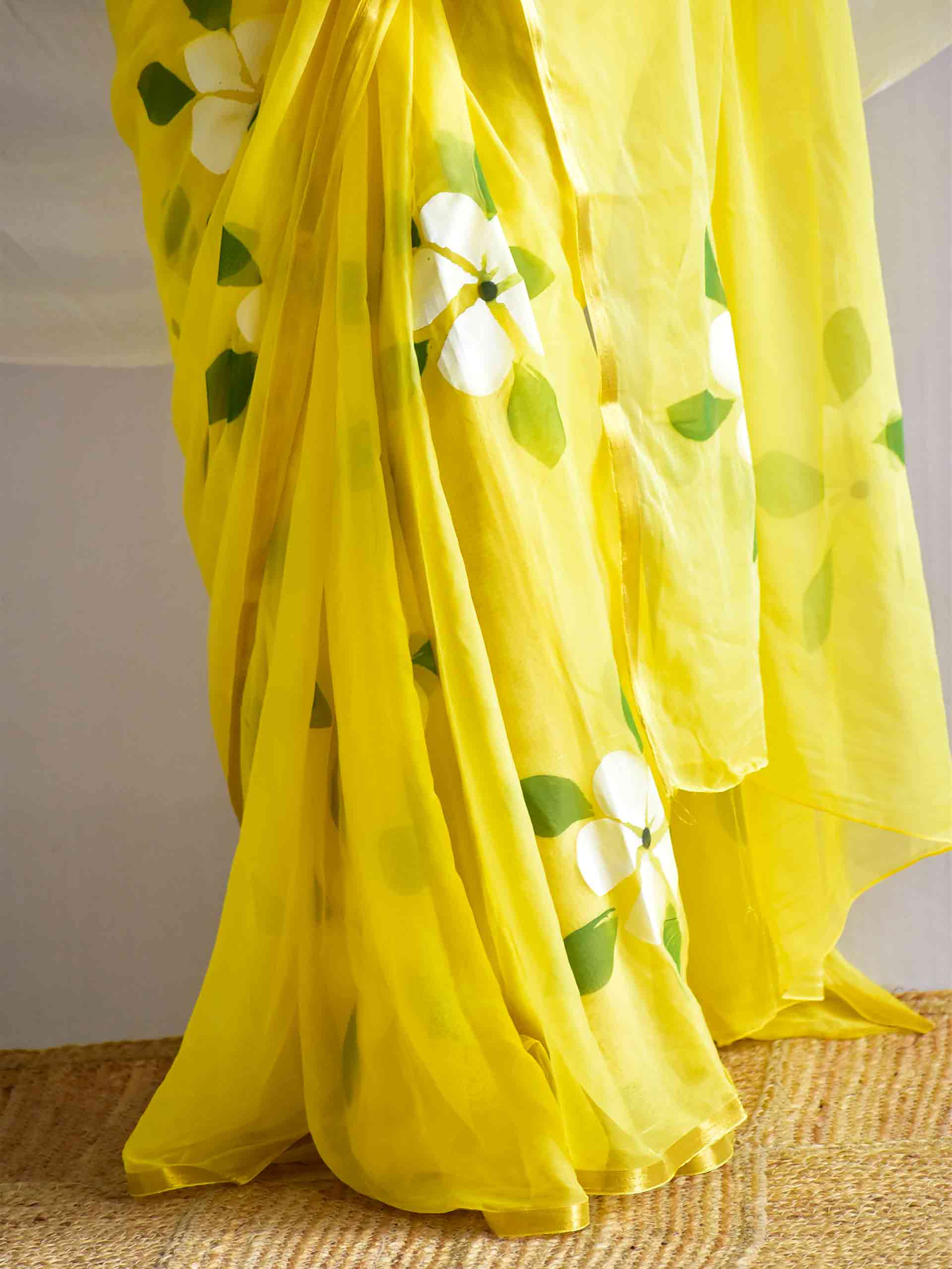 Amaltaas - Hand painted chiffon saree