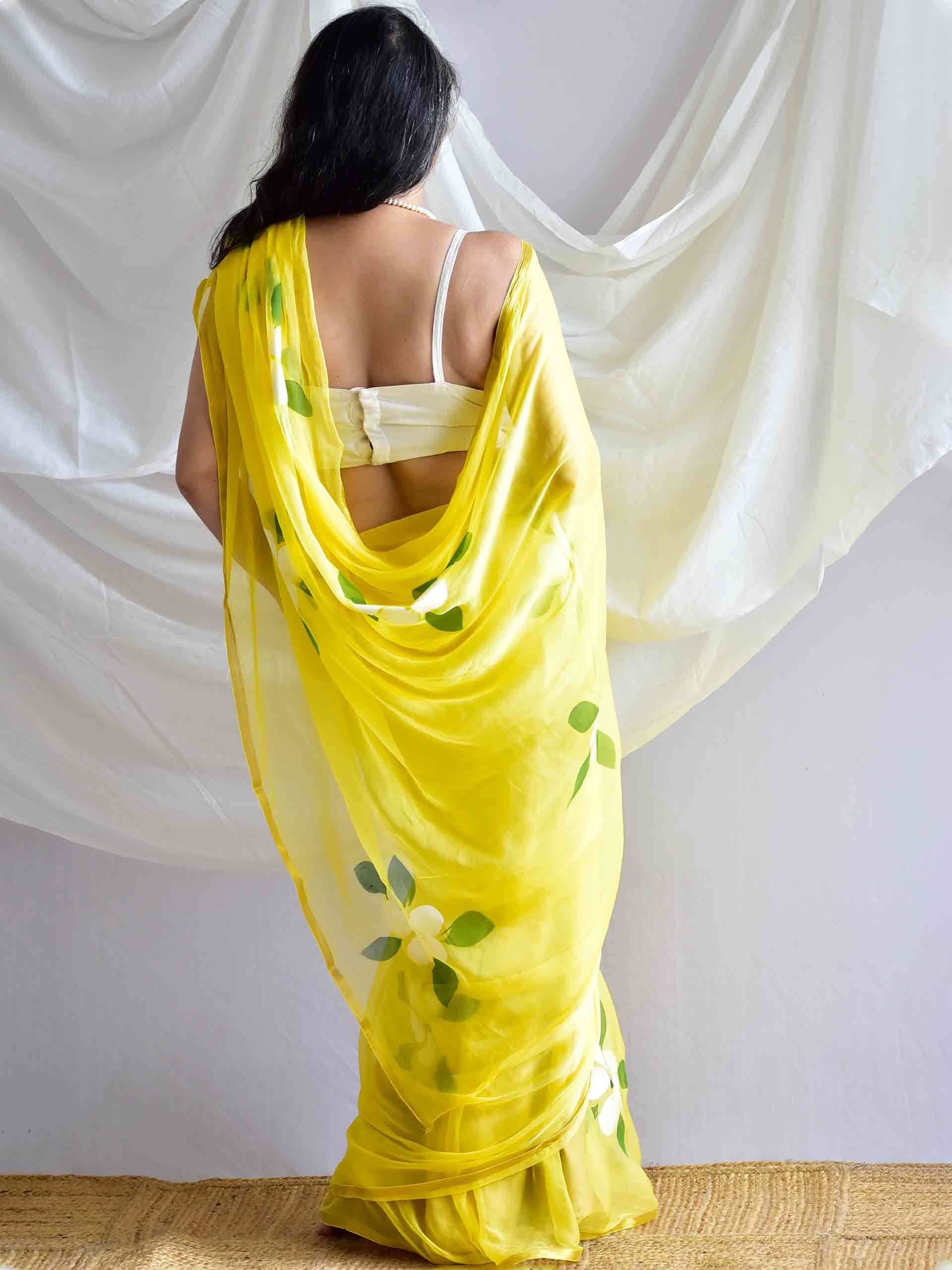 Amaltaas - Hand painted chiffon saree