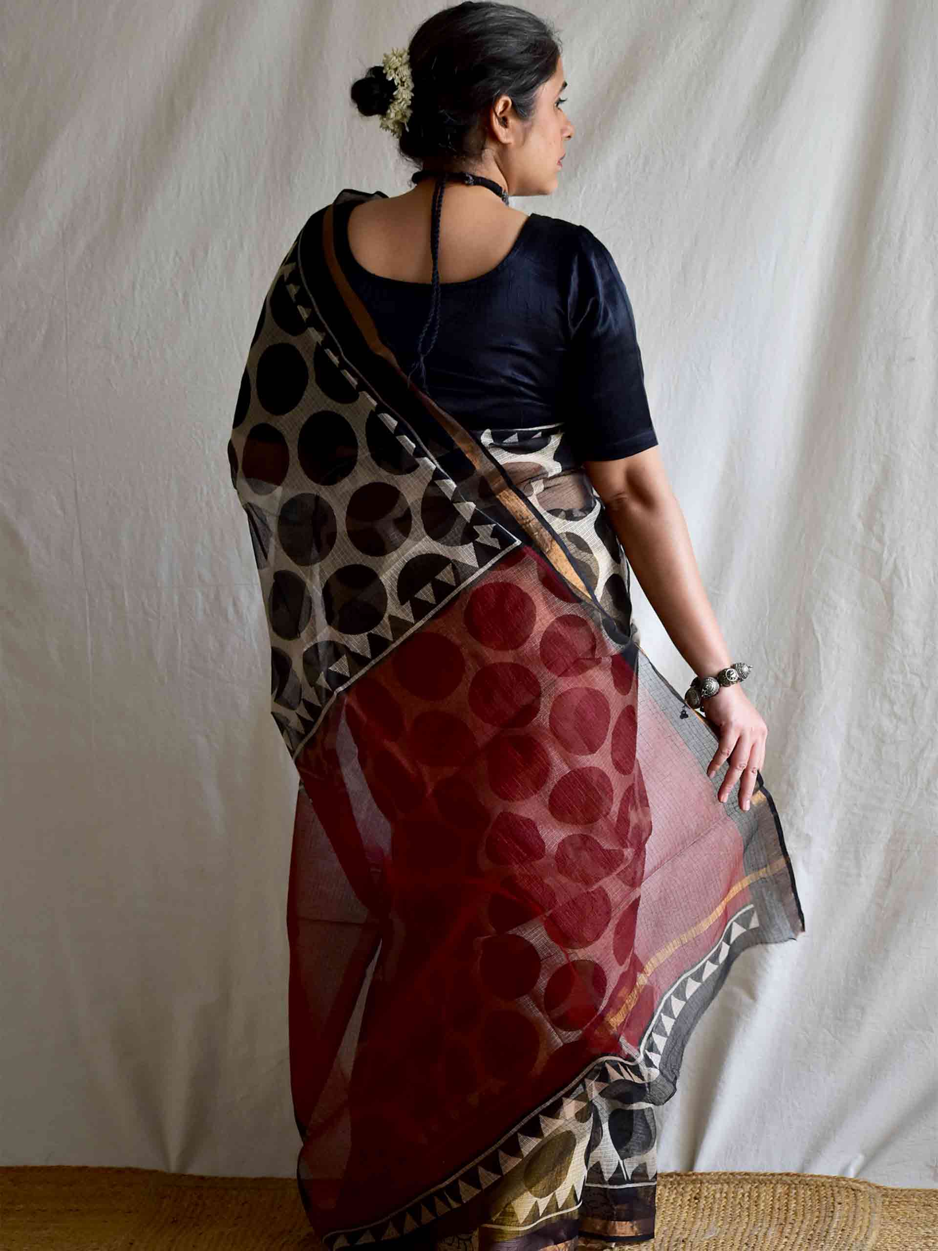 Black polka - Kota doria saree