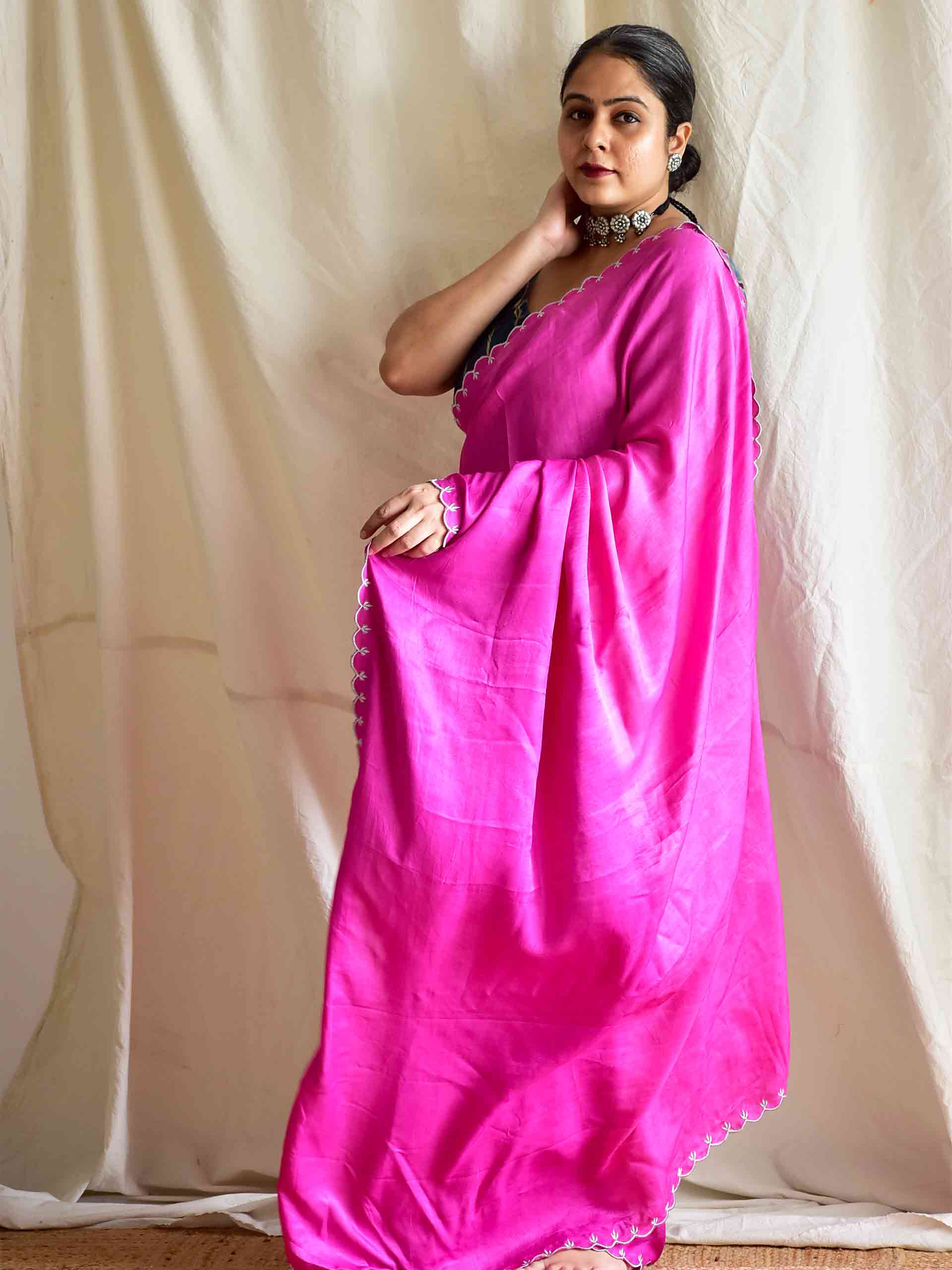 Nazm - embroided mulberry silk saree