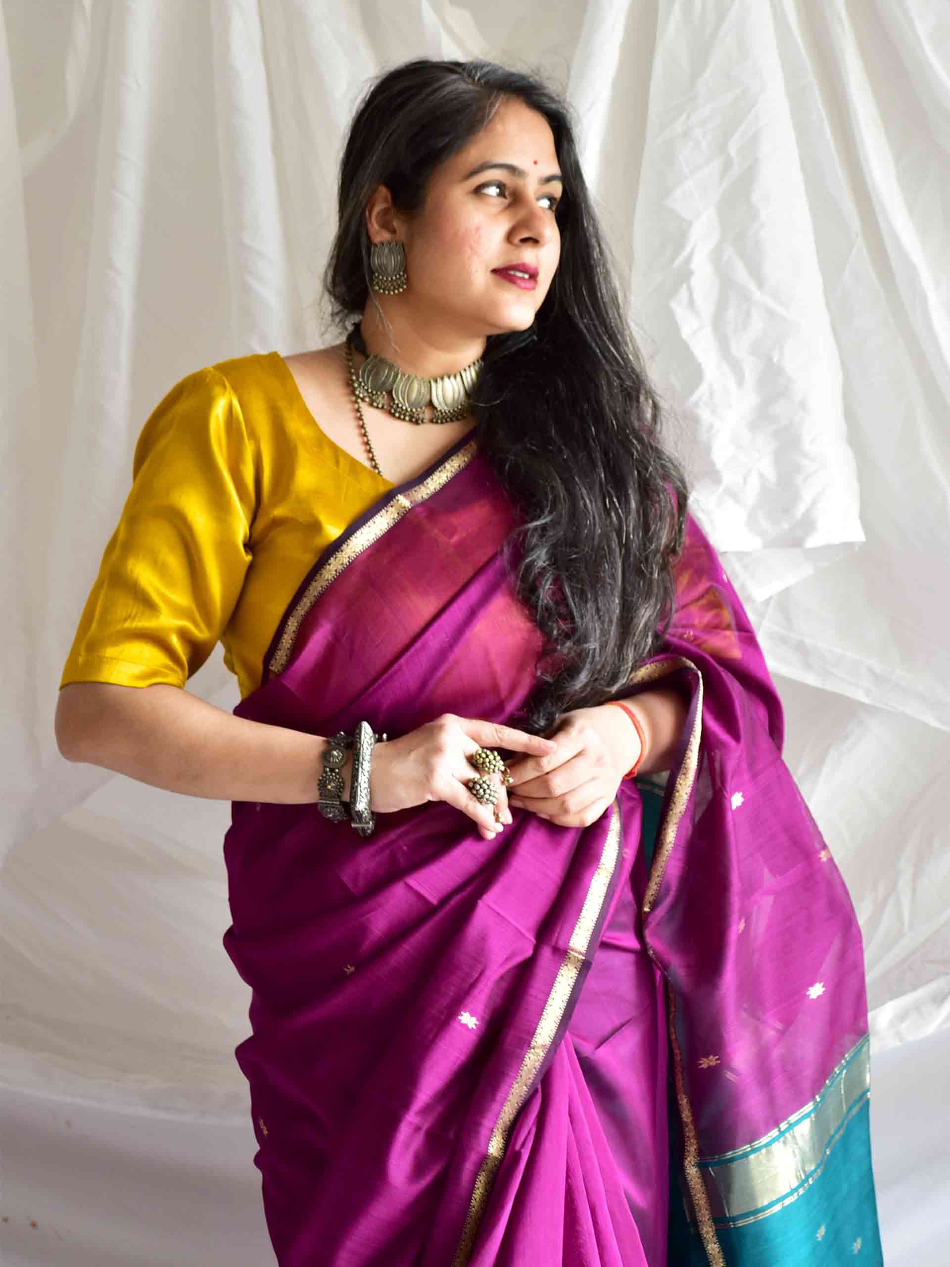 Navya -  Maheshwari Handloom Silk Saree