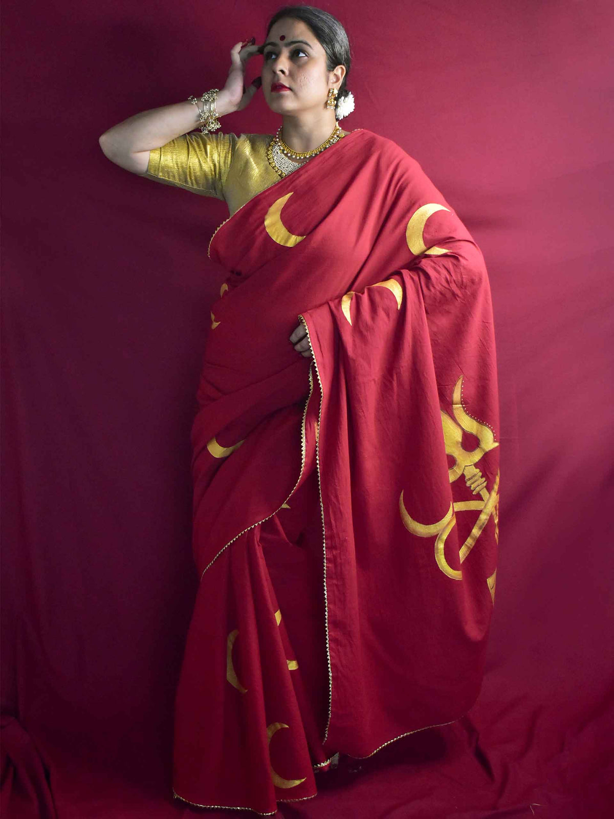 Raudra Chandrika - Handpainted saree
