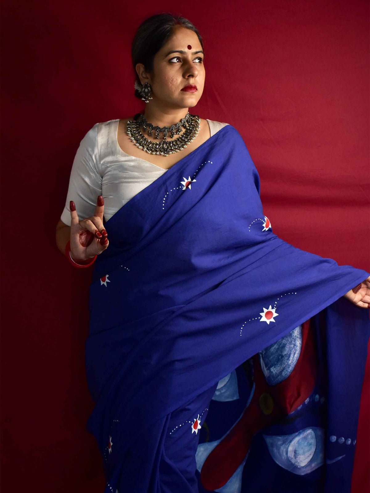 Kalaratri Drishti - Handpainted saree