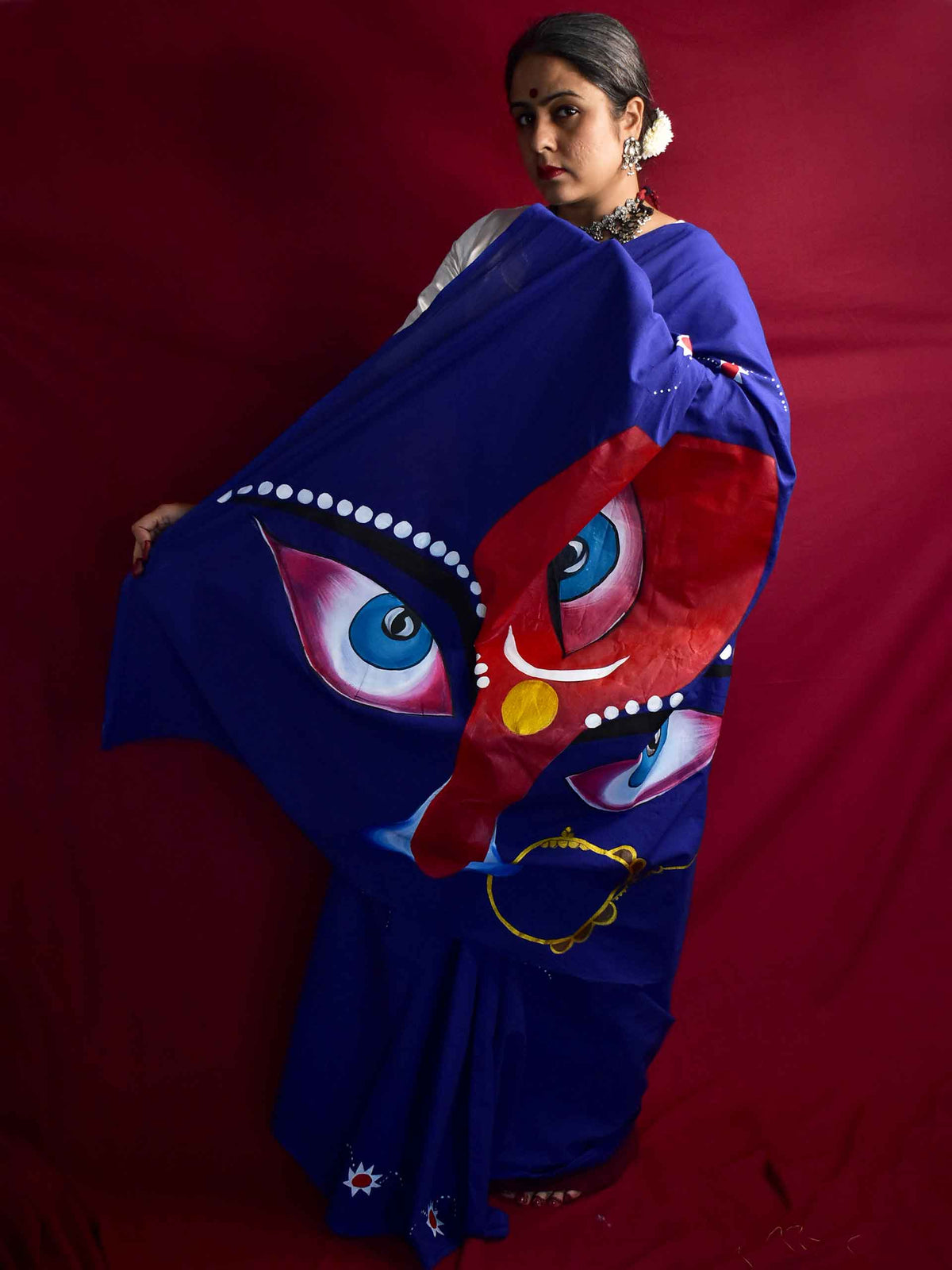 Kalaratri Drishti - Handpainted saree