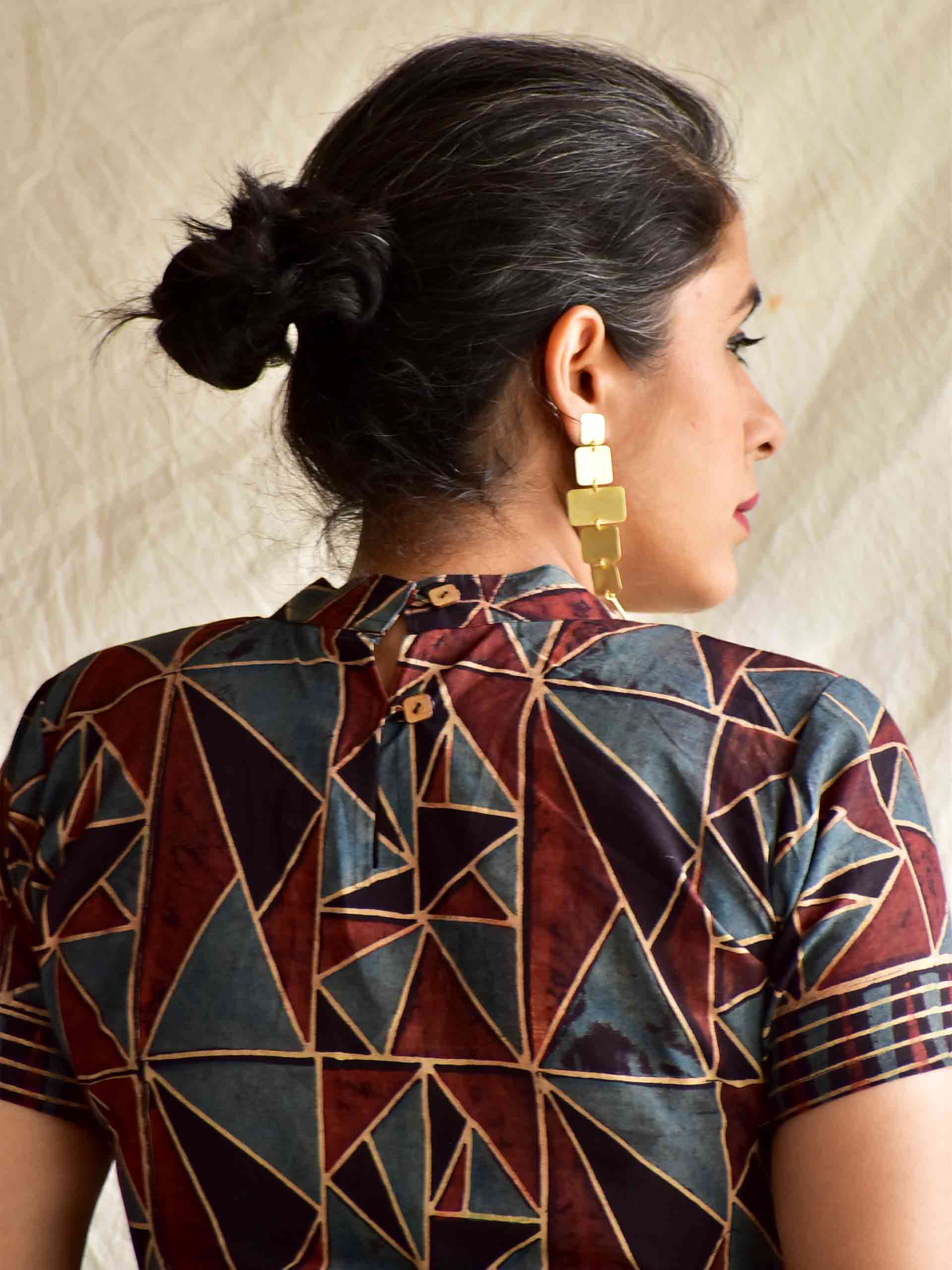 Abstract Art -  Ajrakh hand block printed skirt set